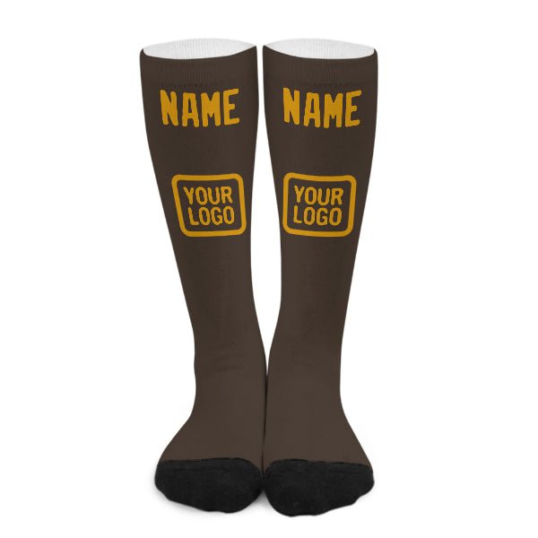 Custom Brown Yellow Knee-High Sock