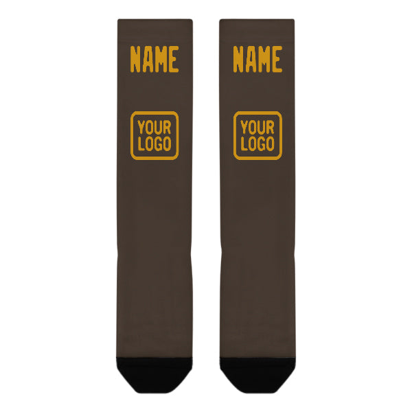 Custom Brown Yellow Knee-High Sock