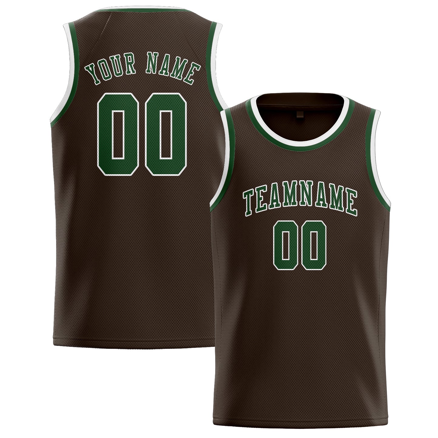Custom Brown Dark Green Basketball Jersey