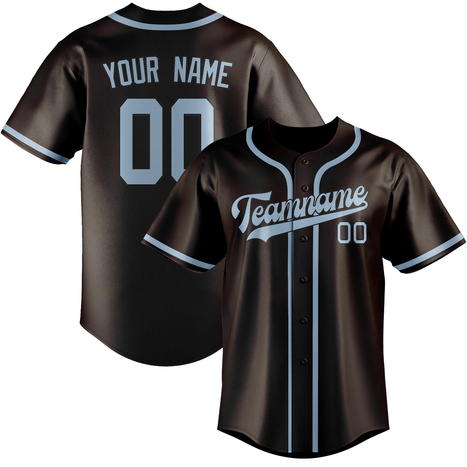 Custom Brown Light Blue Baseball Jersey
