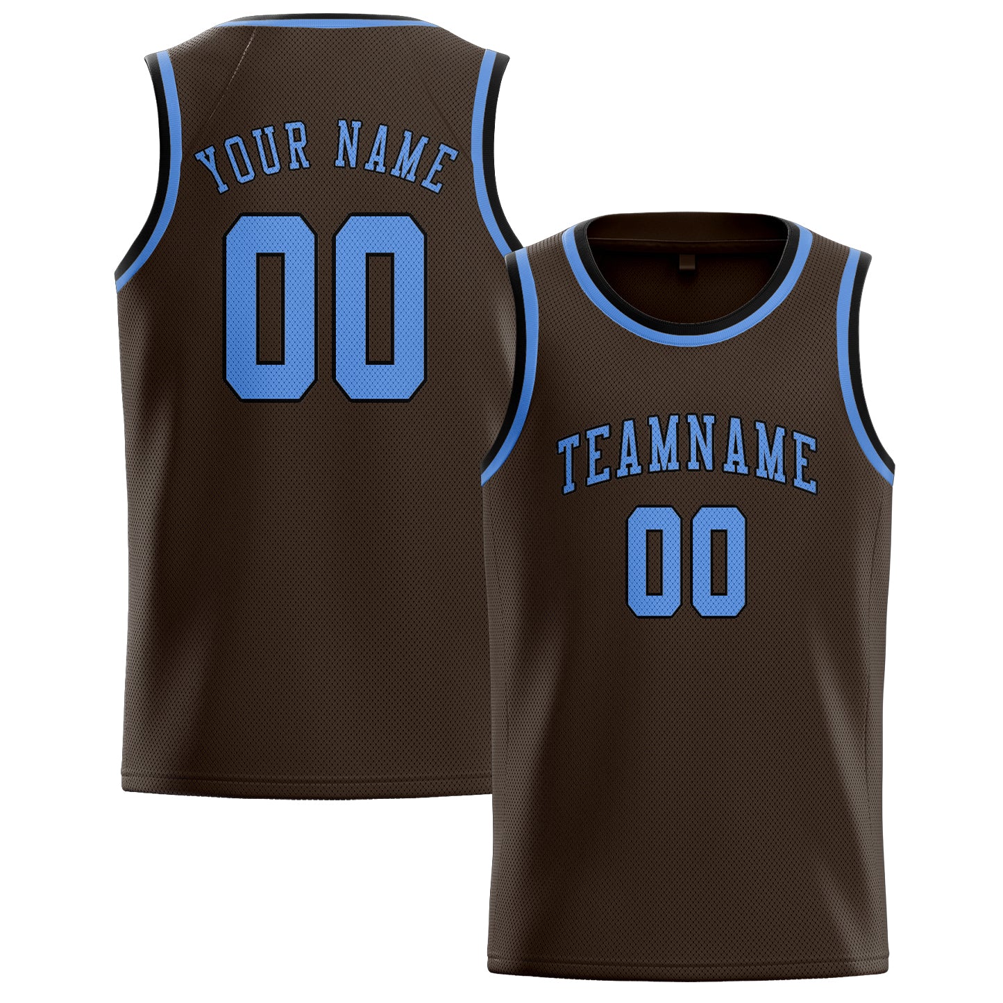 Custom Brown Light Blue Basketball Jersey