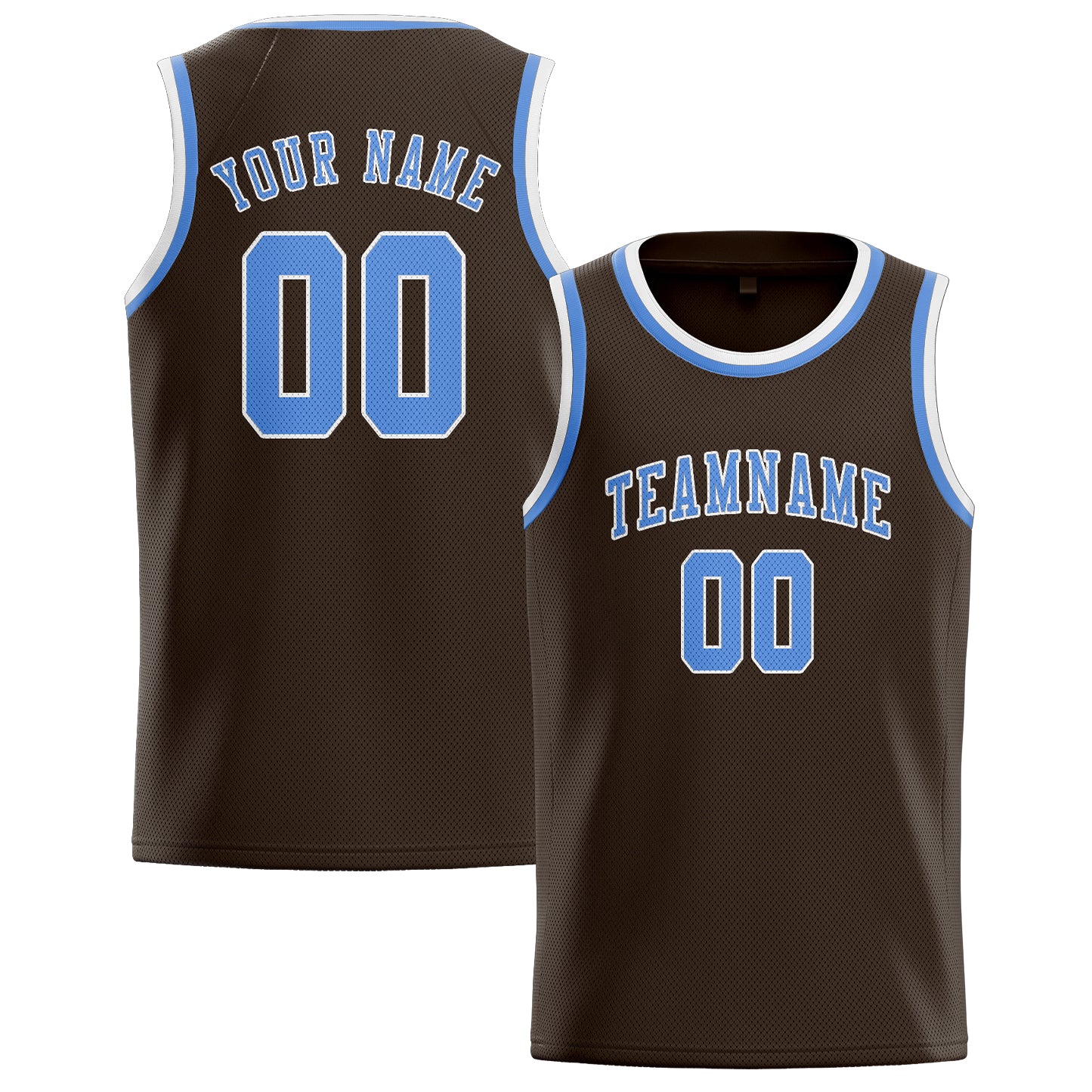 Custom Brown Light Blue Basketball Jersey