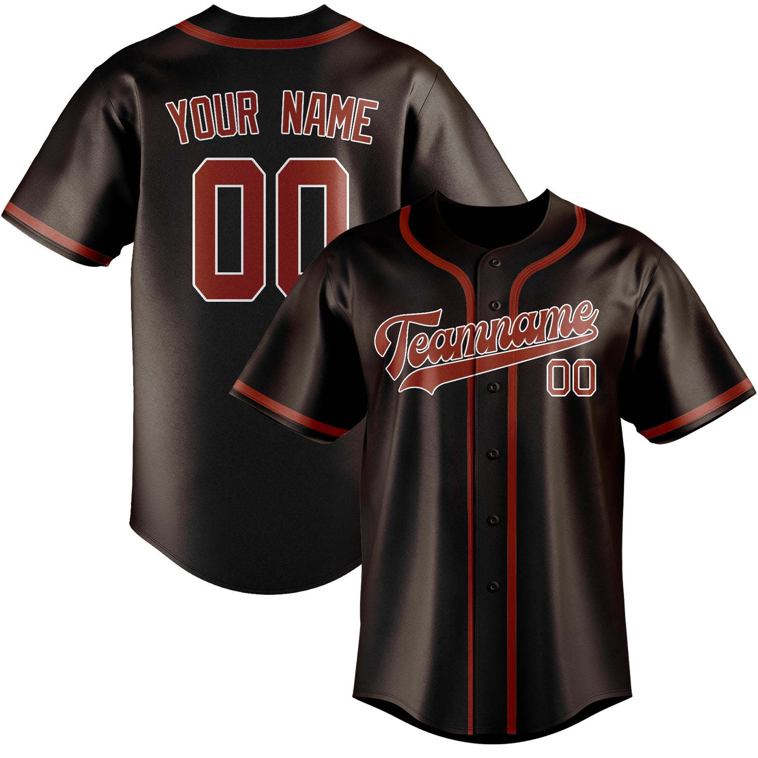 Custom Brown Coral Red Baseball Jersey