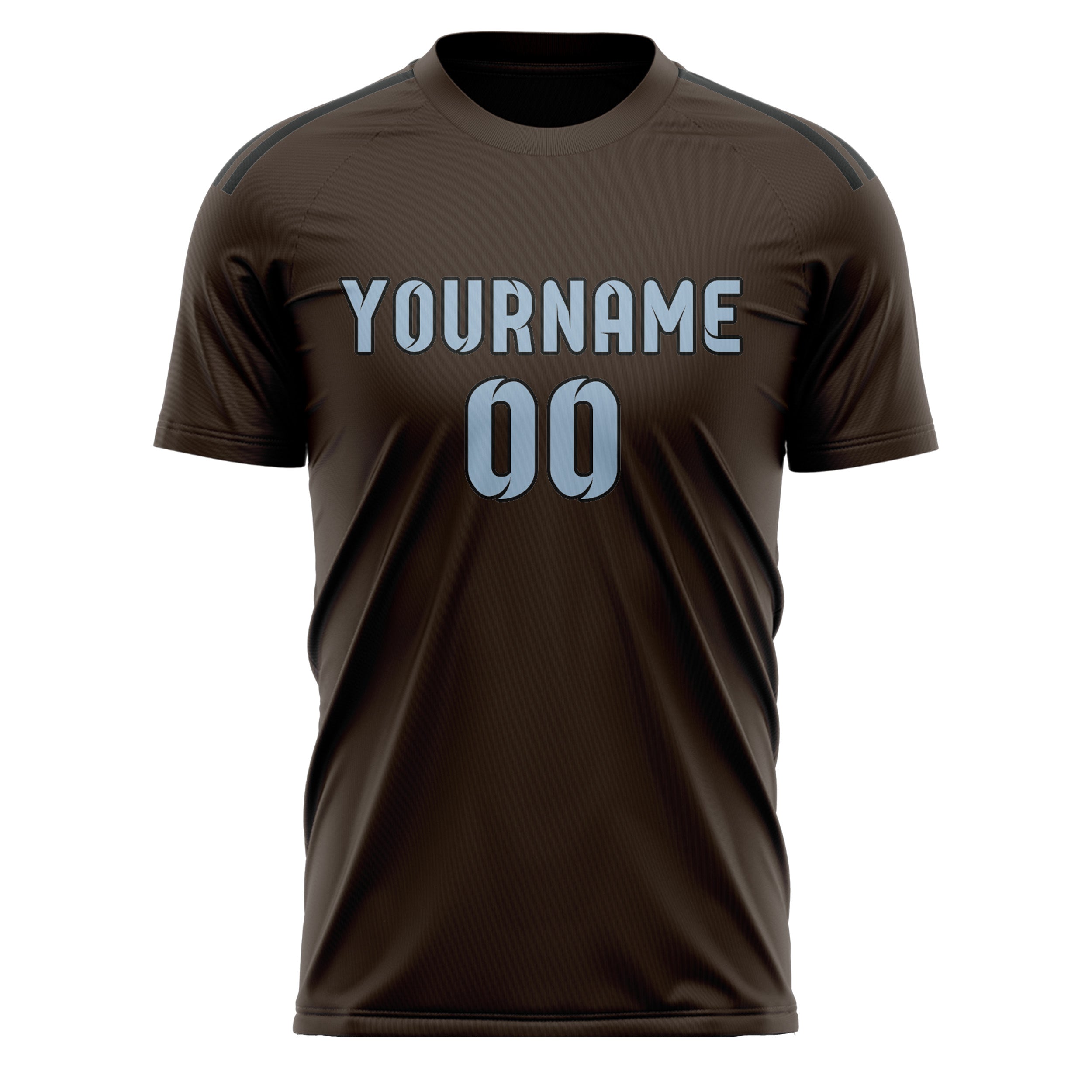 Custom Brown Light Blue Soccer Jersey