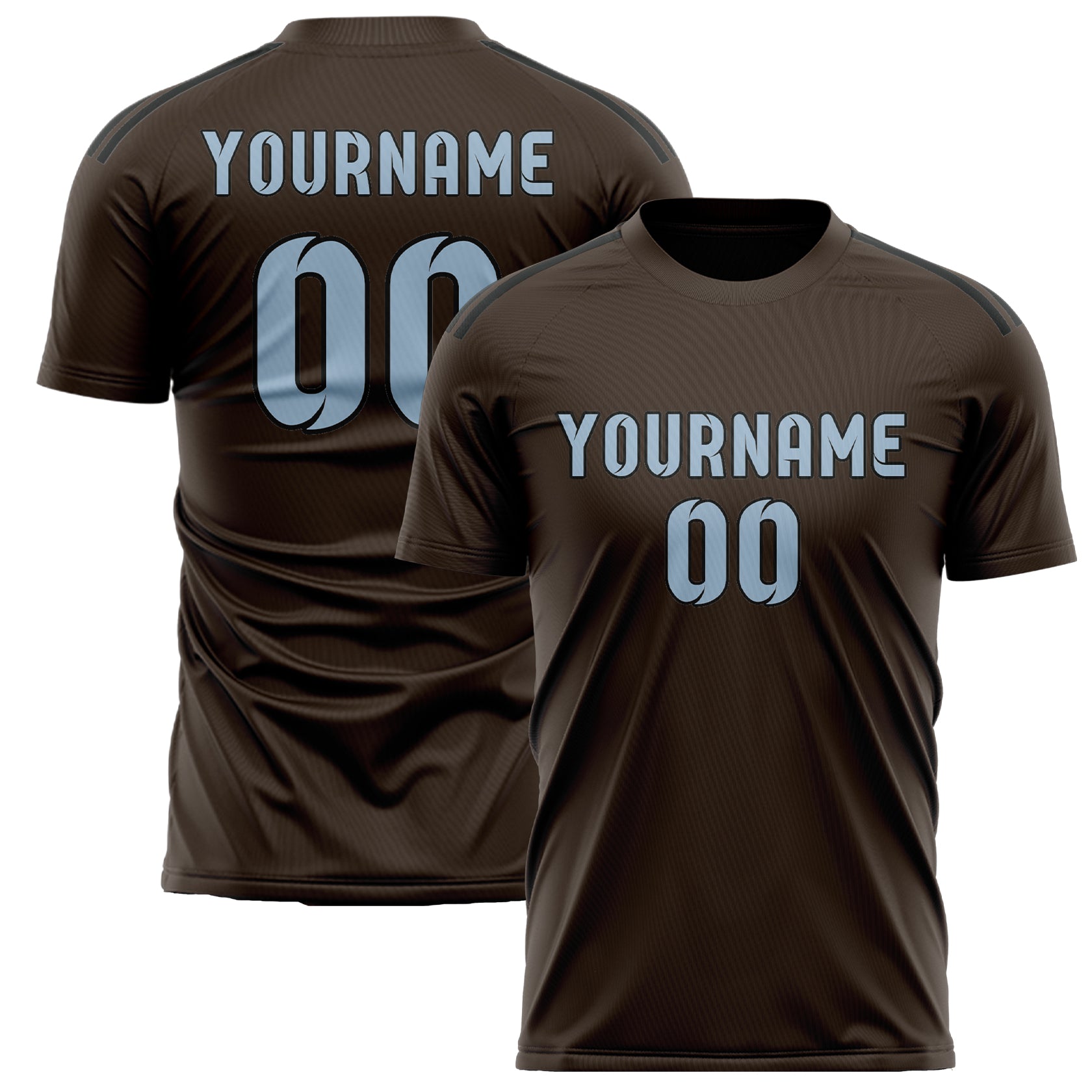 Custom Brown Light Blue Soccer Jersey