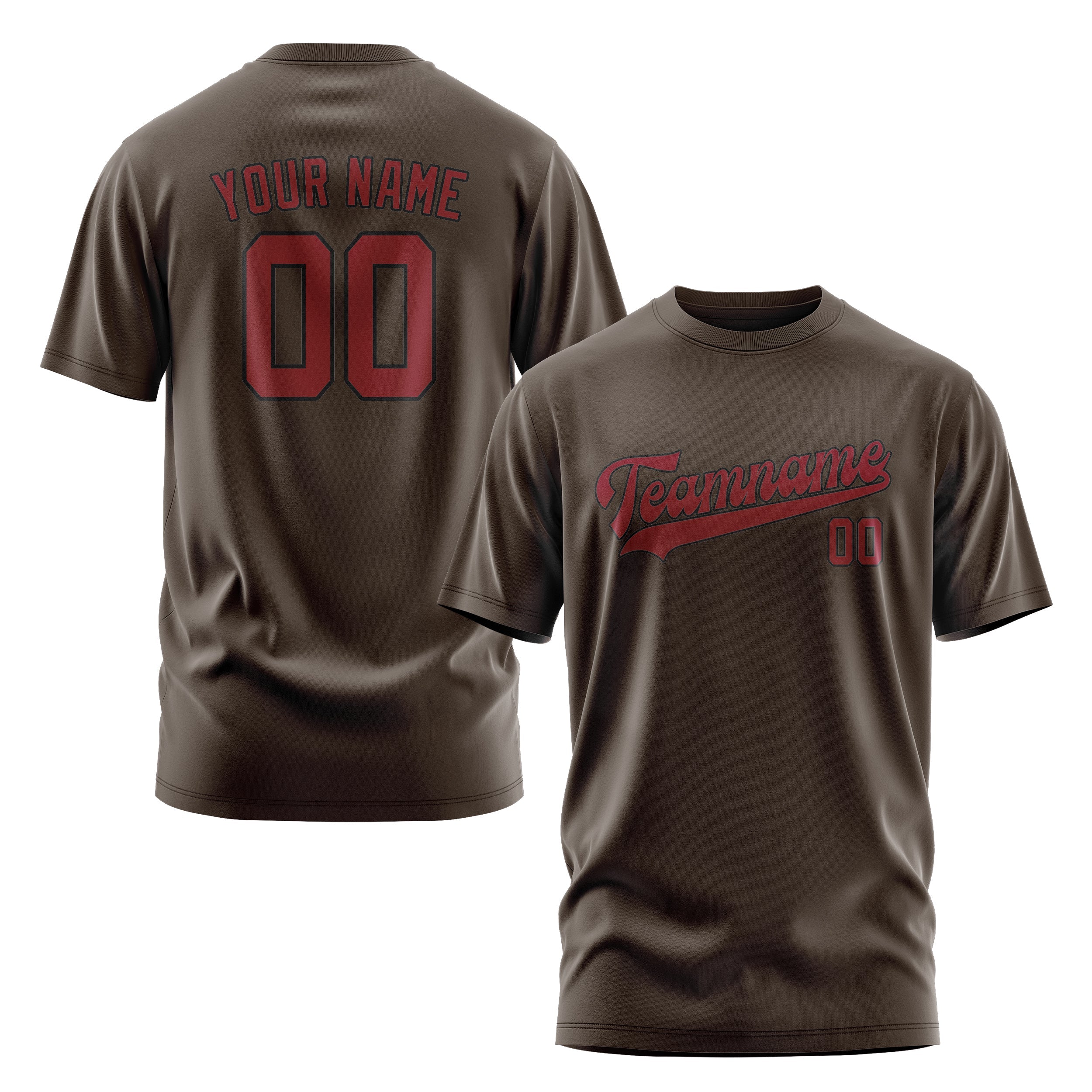 Custom Brown Crimson Red T-Shirt