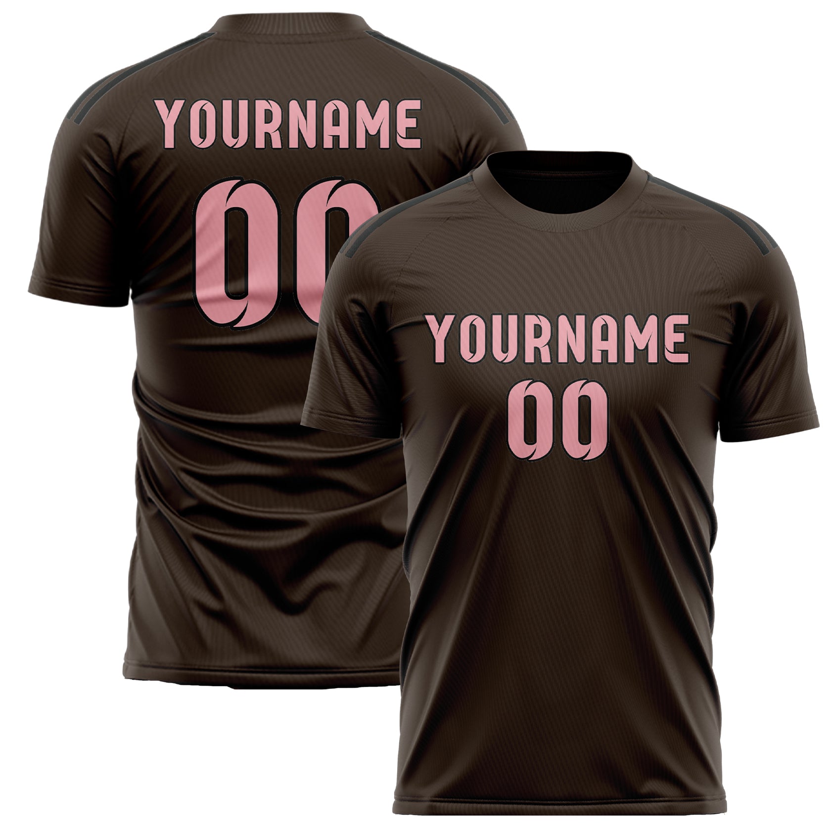 Custom Brown Light Pink Soccer Jersey