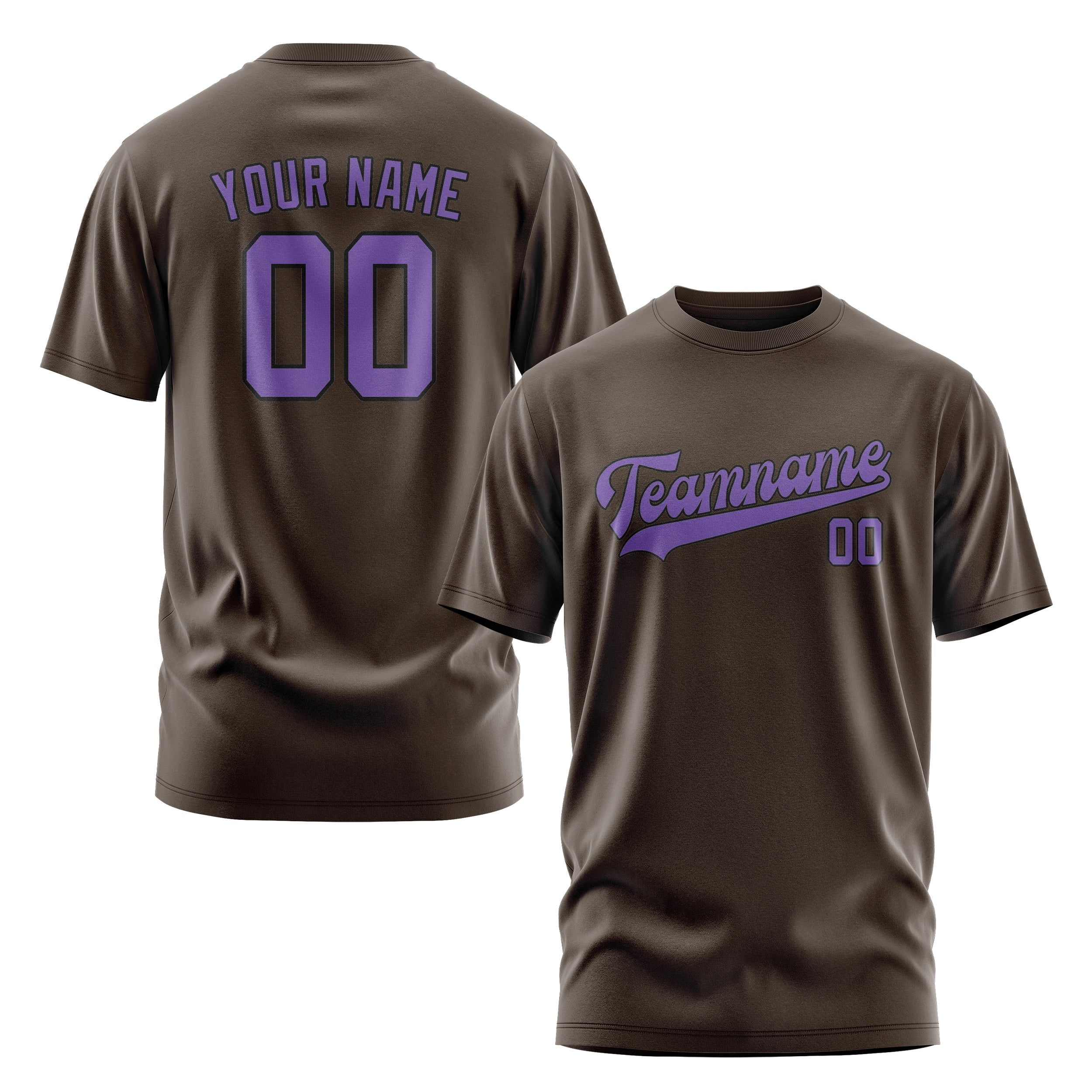 Custom Brown Light Purple T-Shirt