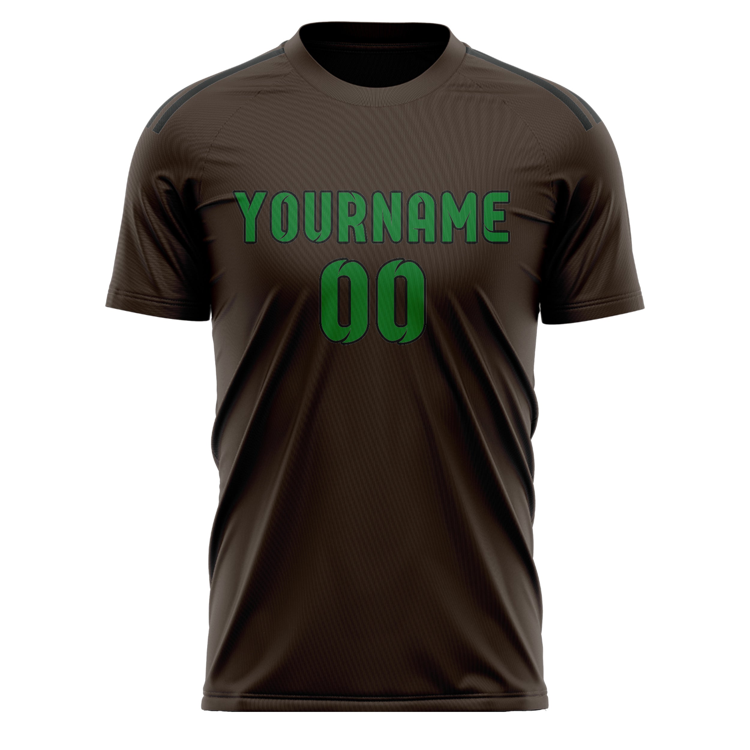 Custom Brown Emerald Green Soccer Jersey