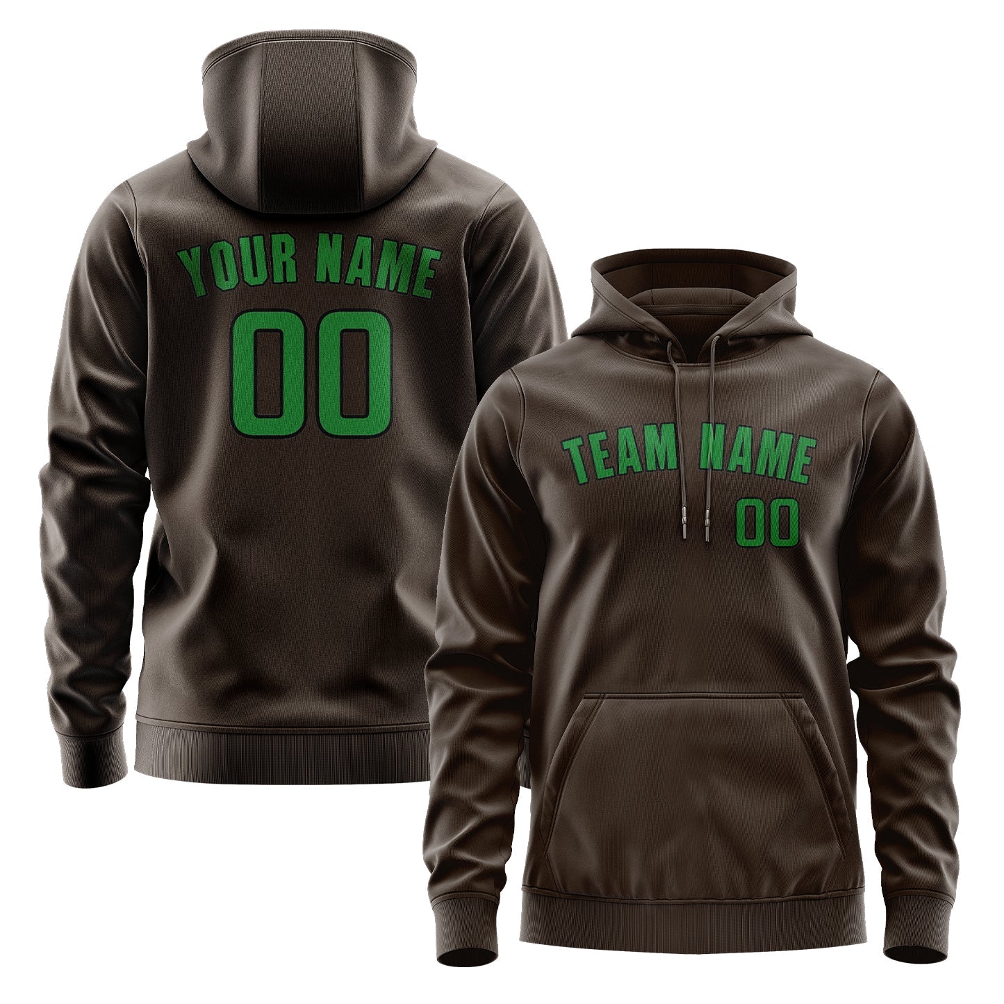 Custom Brown Emerald Green Hoodie