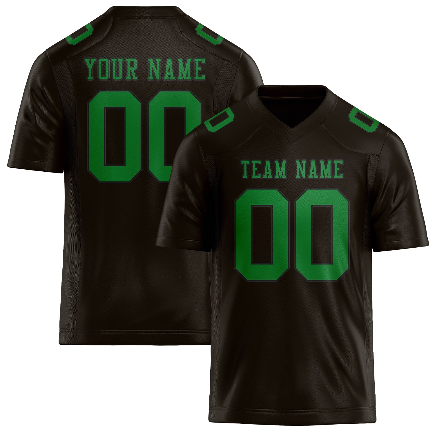 Custom Brown Emerald Green Football Jersey