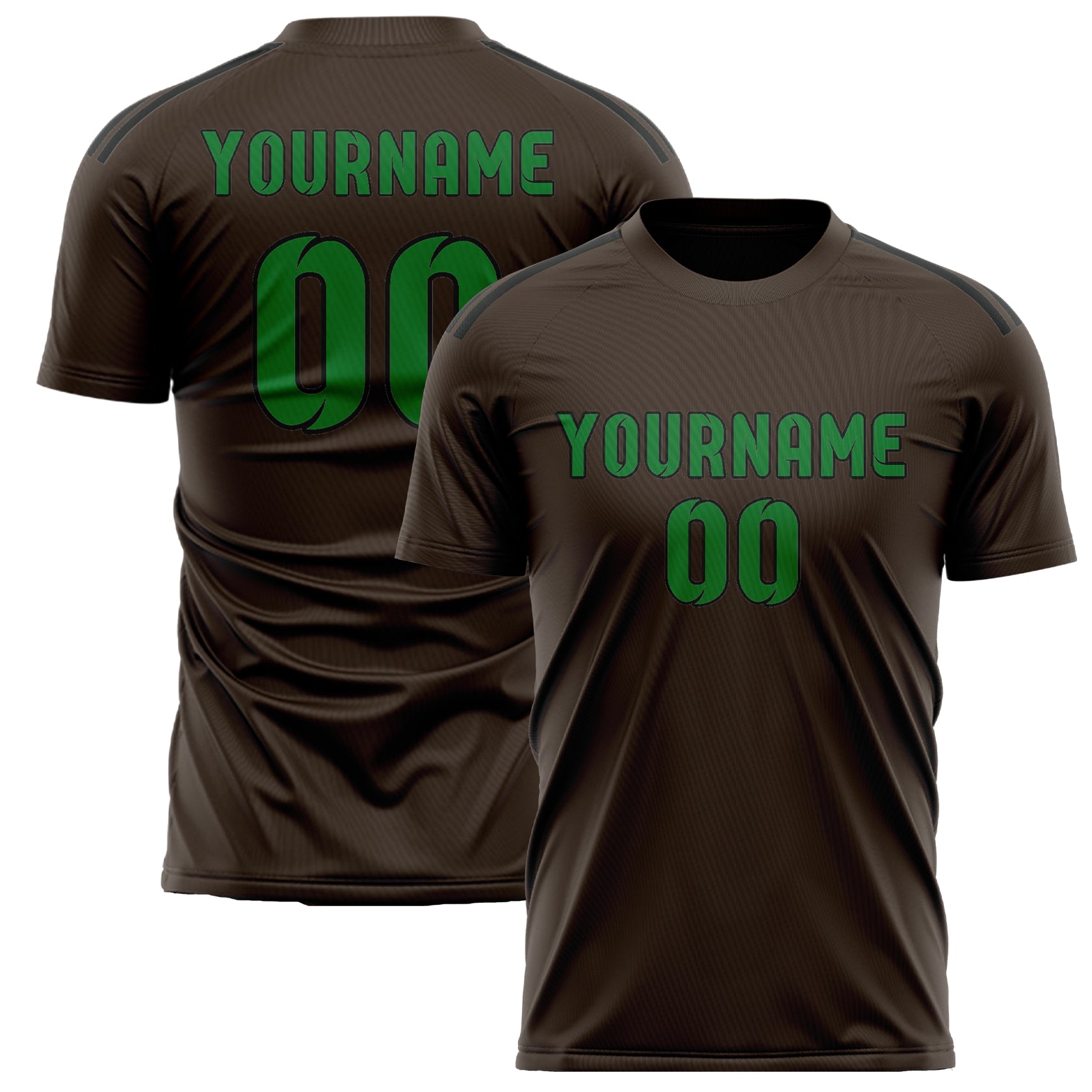 Custom Brown Emerald Green Soccer Jersey