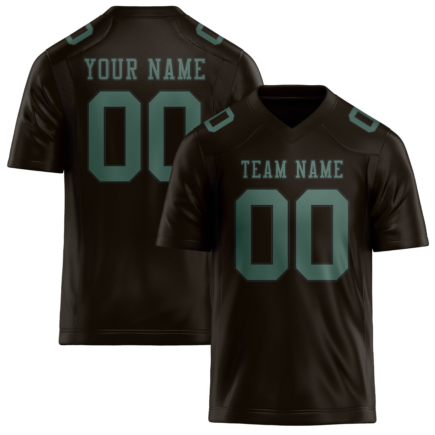 Custom Brown Blue Green Football Jersey