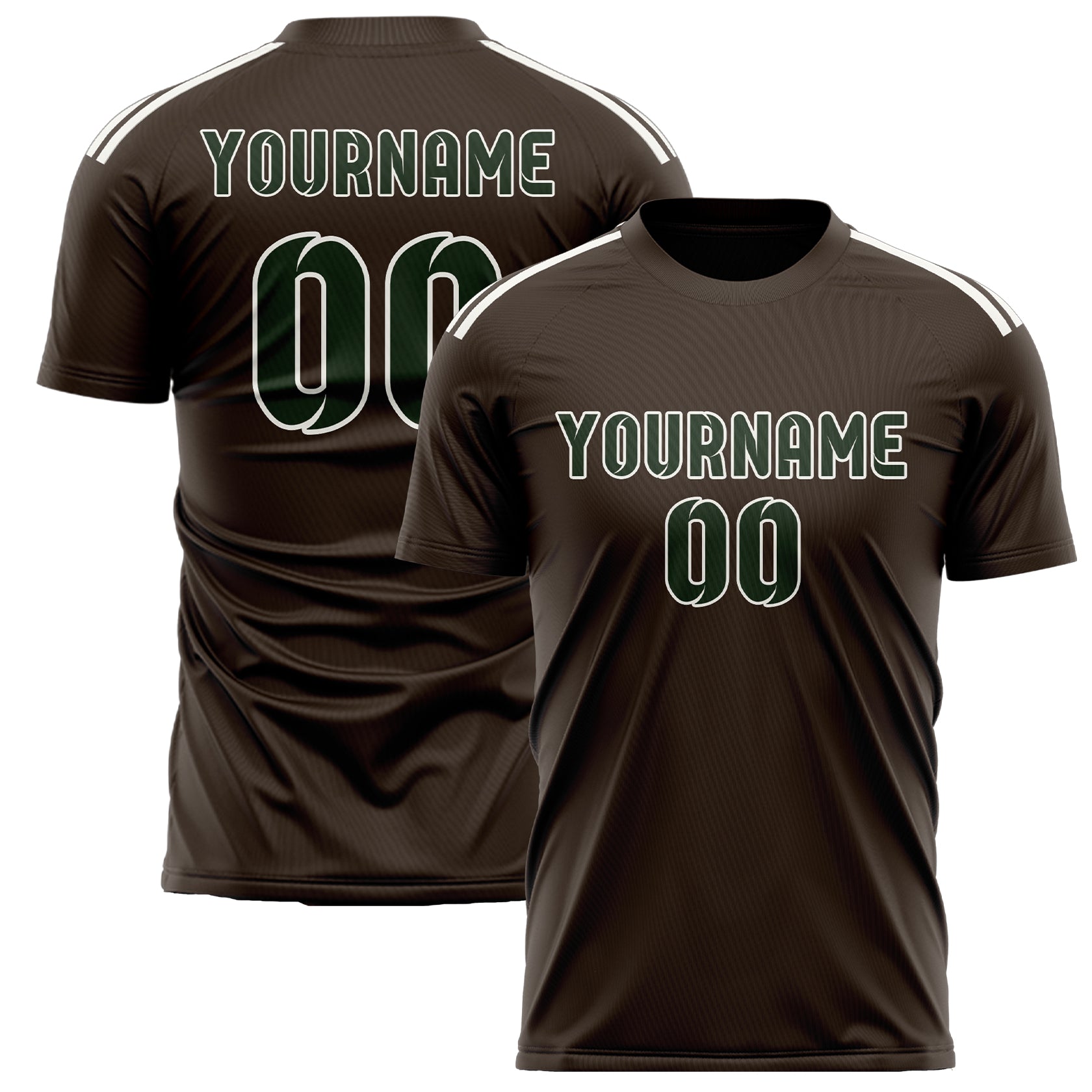 Custom Brown Dark Green Soccer Jersey