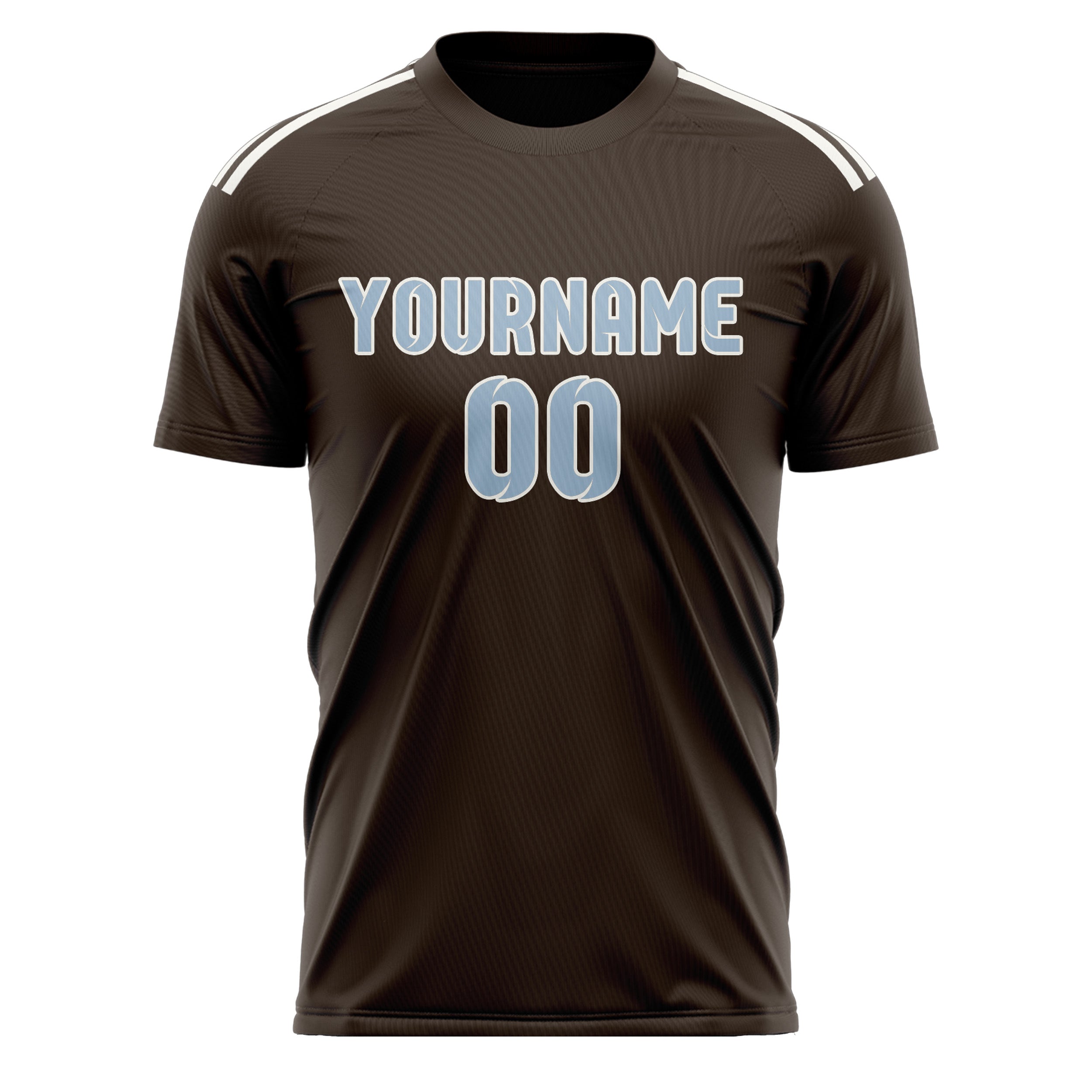 Custom Brown Light Blue Soccer Jersey