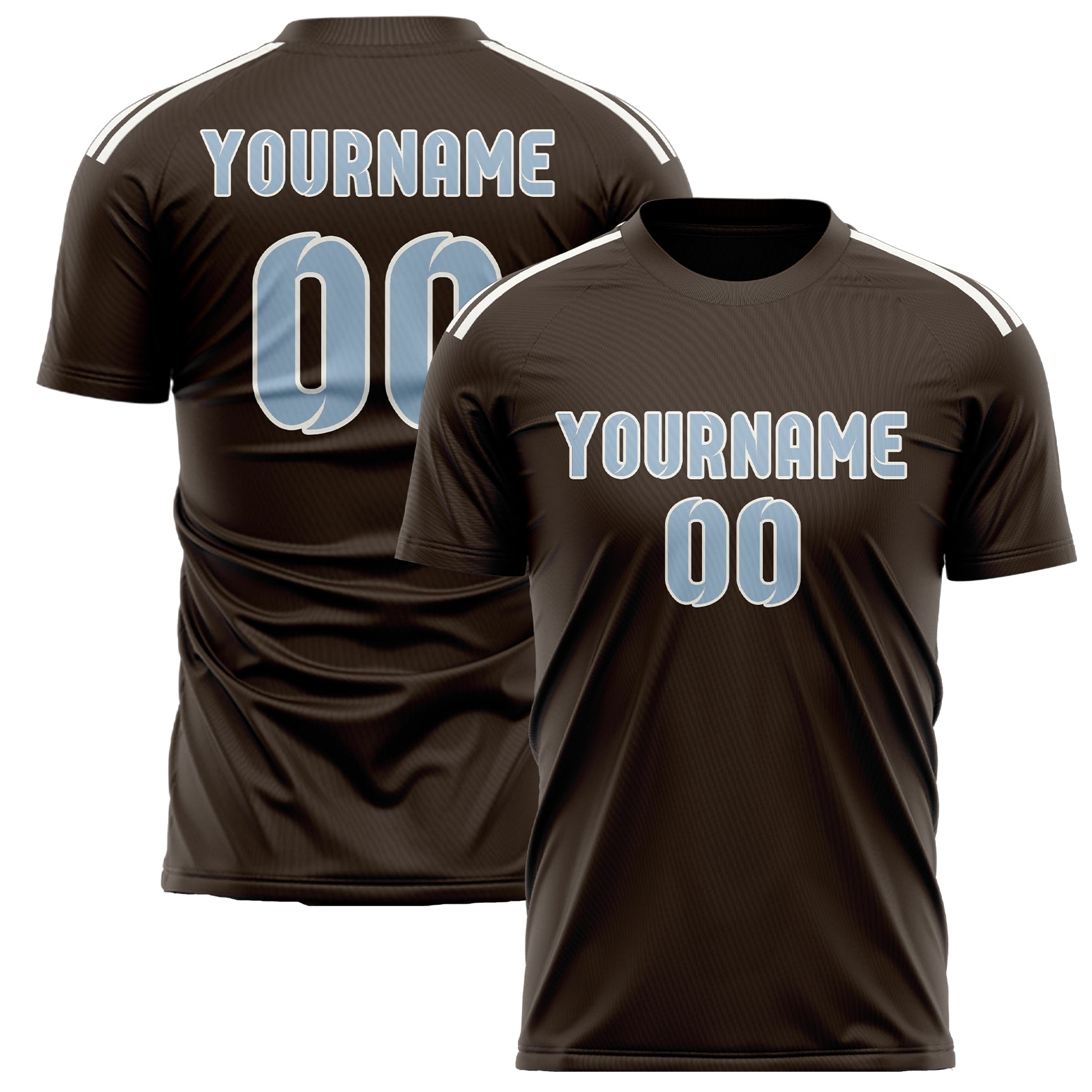 Custom Brown Light Blue Soccer Jersey