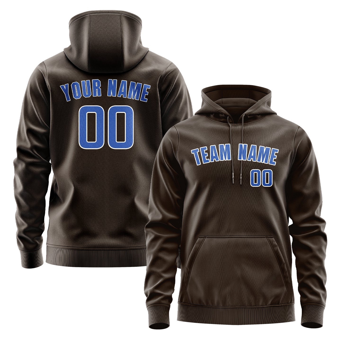 Custom Brown Sky Blue Hoodie