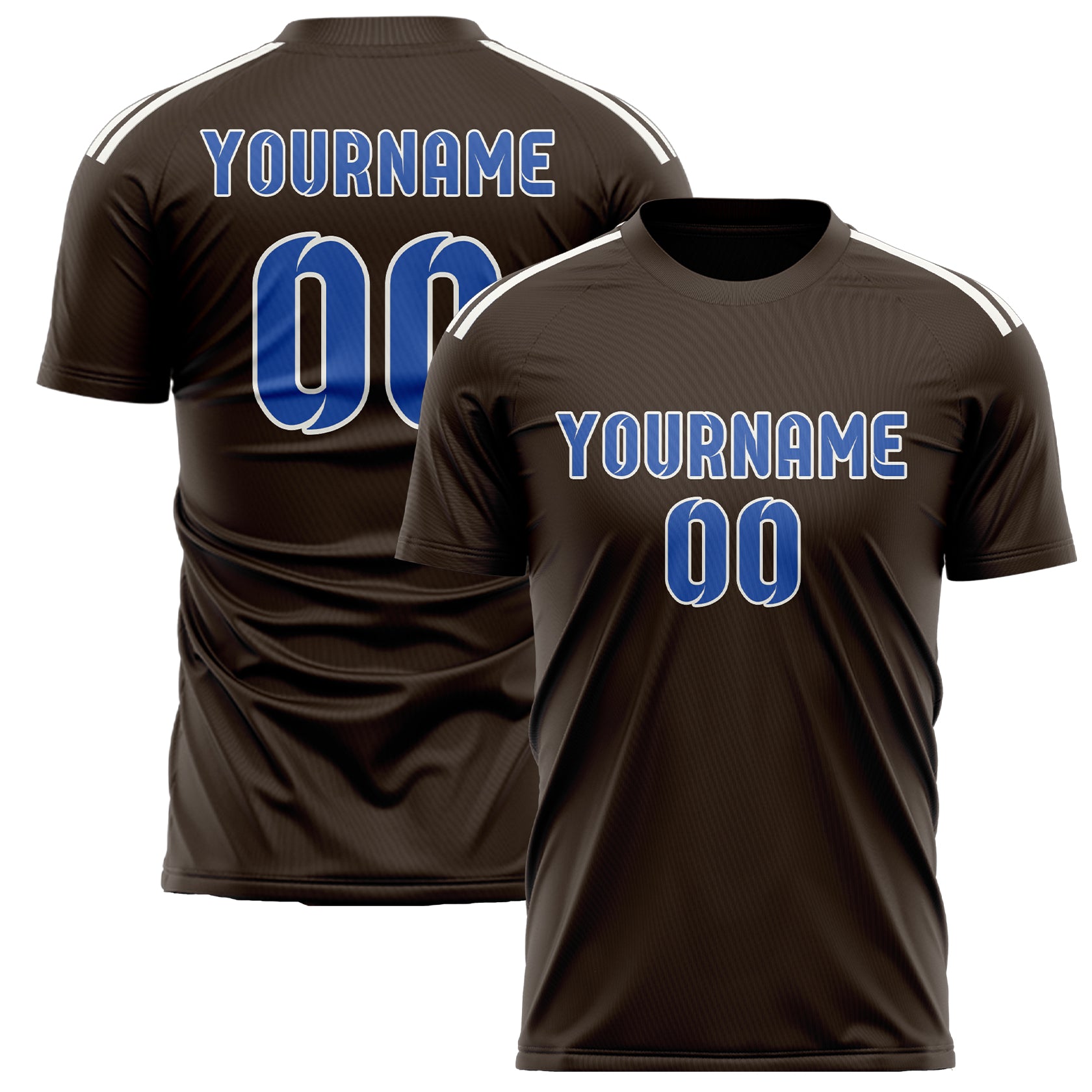 Custom Brown Sky Blue Soccer Jersey