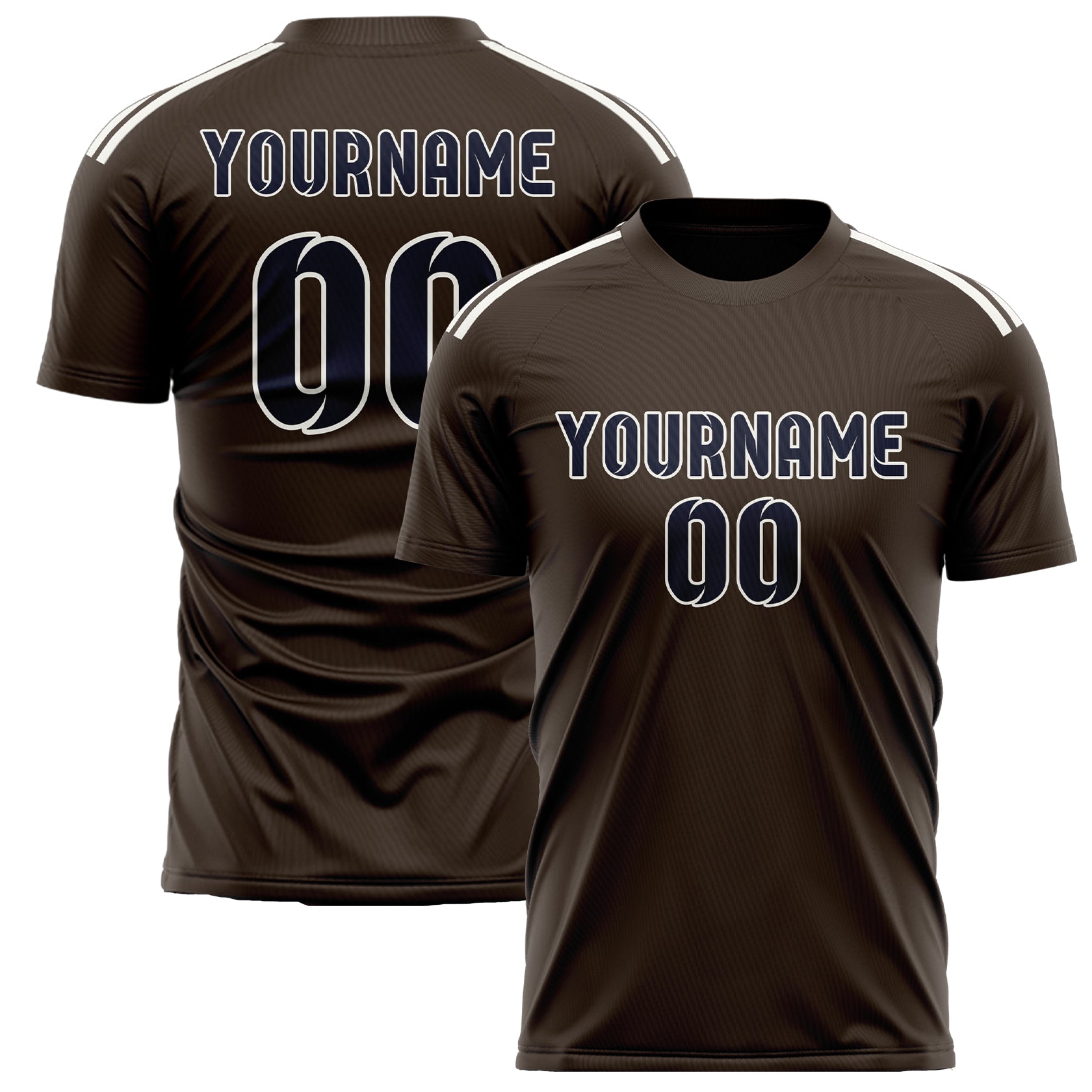 Custom Brown Navy Soccer Jersey