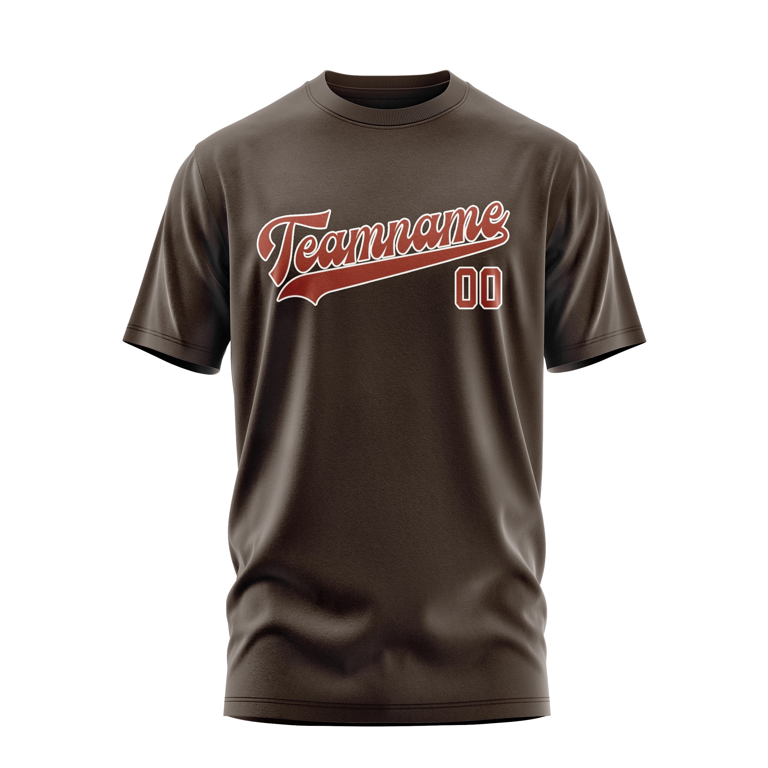 Custom Brown Coral Red T-Shirt