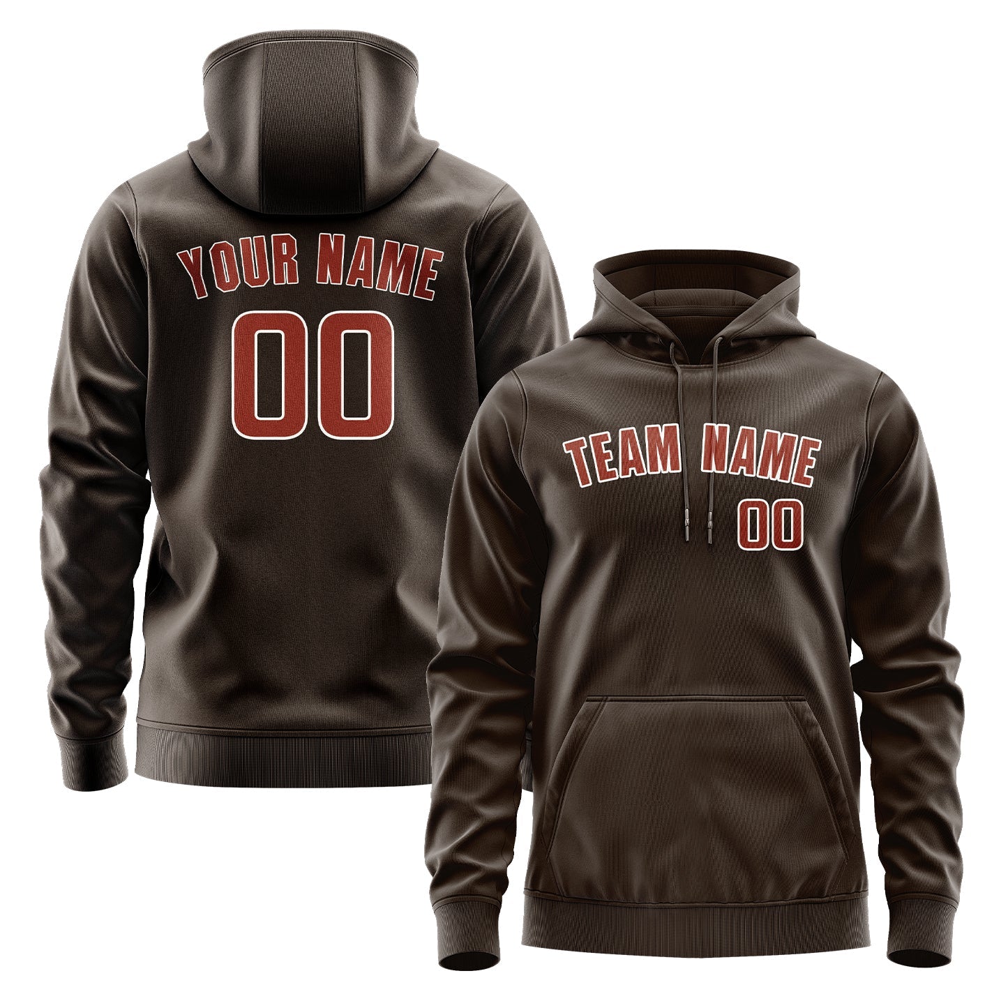 Custom Brown Coral Red Hoodie