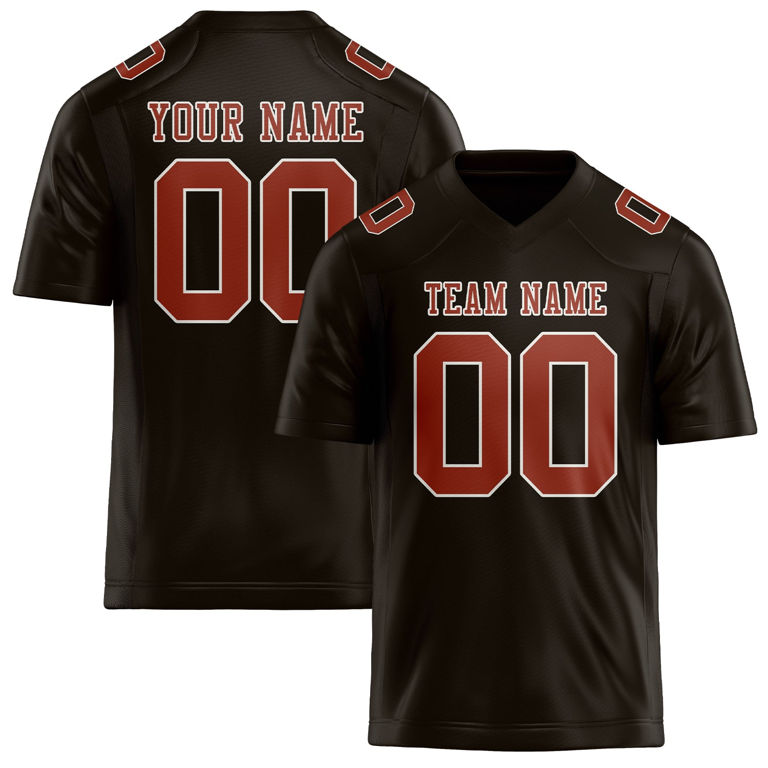 Custom Brown Coral Red Football Jersey
