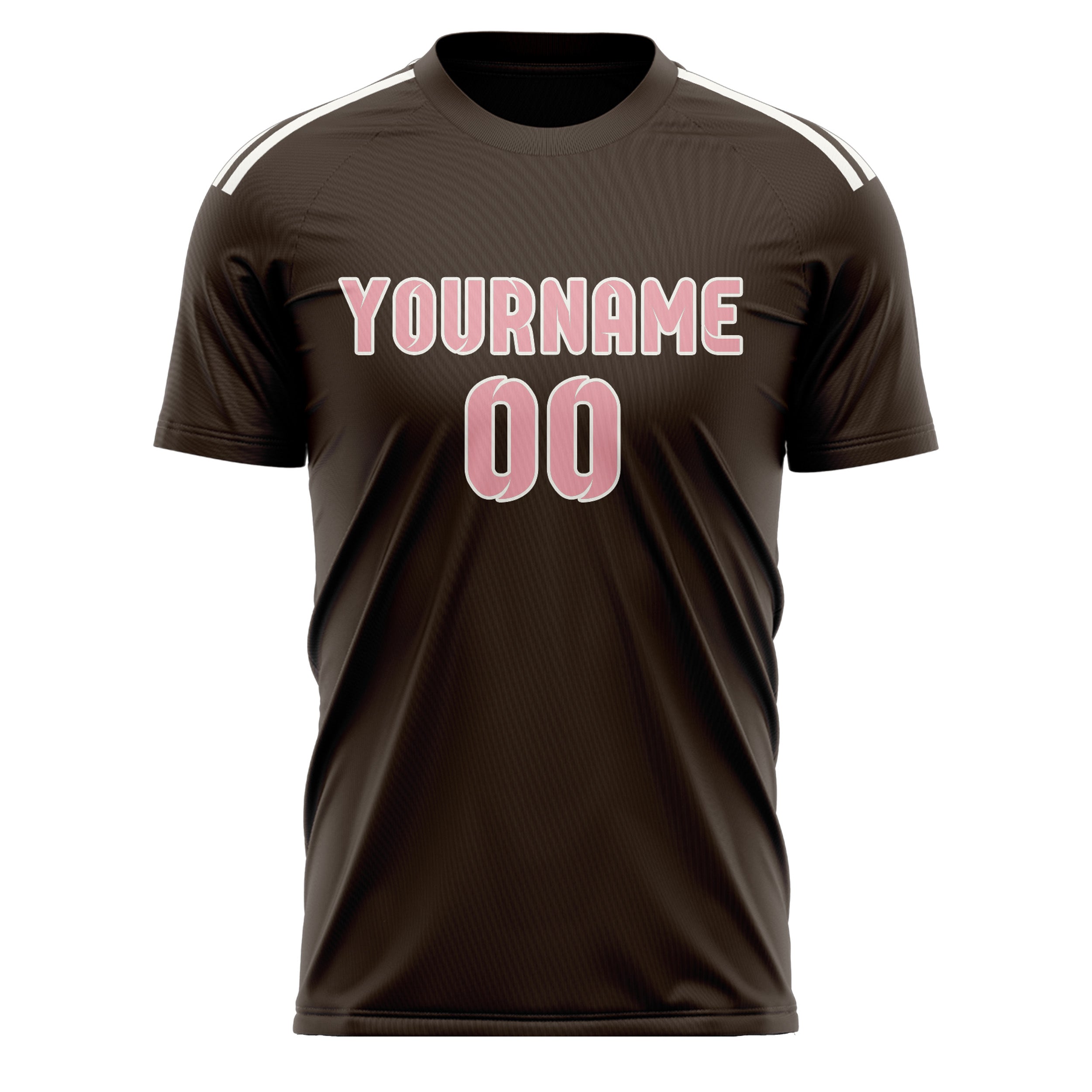 Custom Brown Light Pink Soccer Jersey