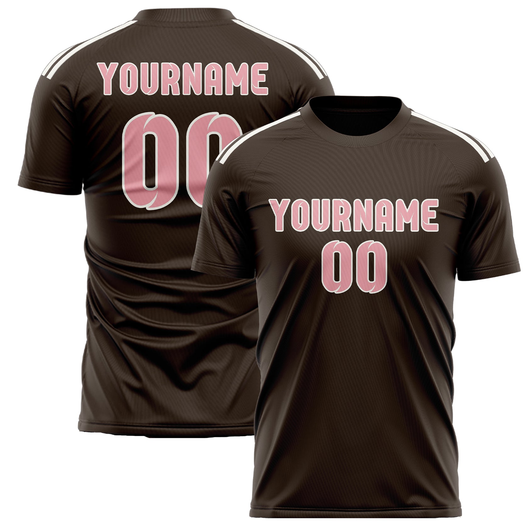 Custom Brown Light Pink Soccer Jersey