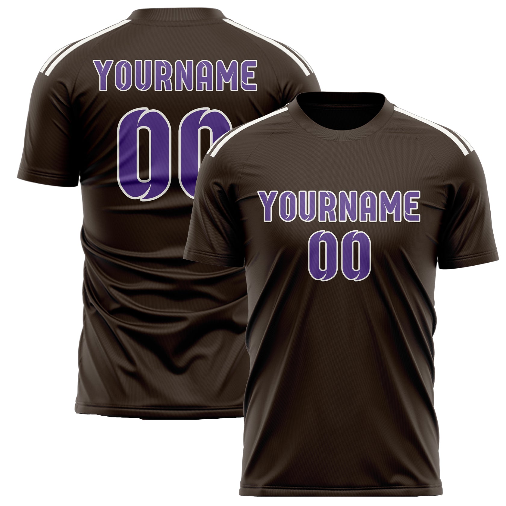 Custom Brown Light Purple Soccer Jersey