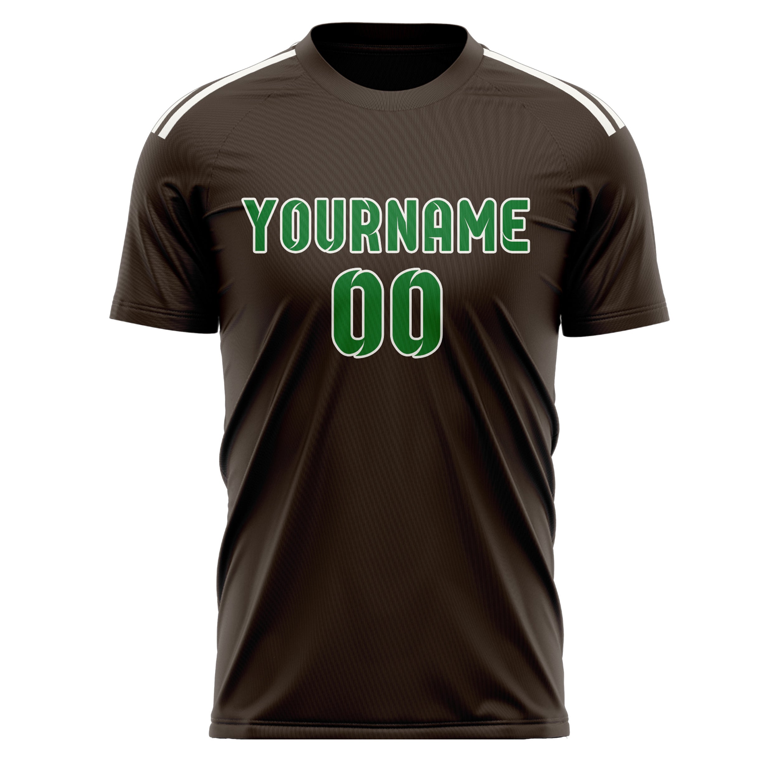 Custom Brown Emerald Green Soccer Jersey