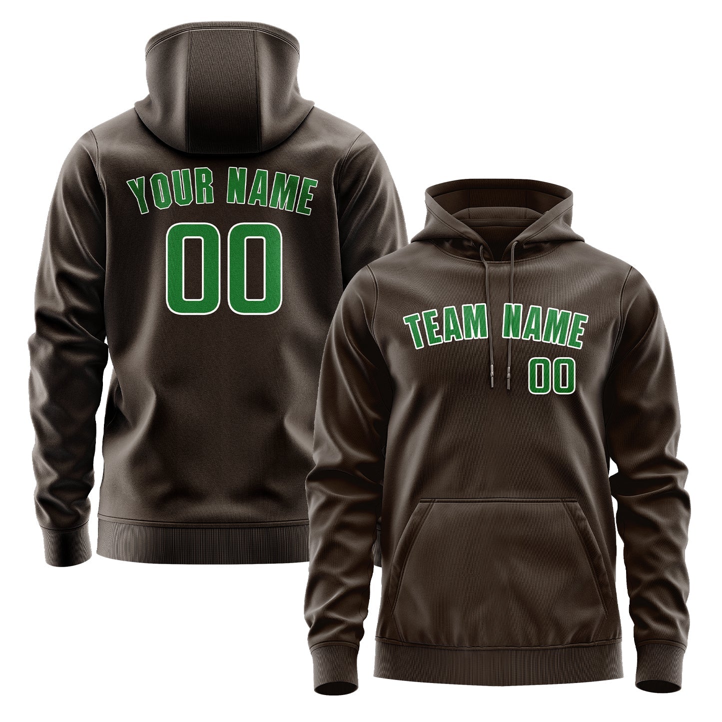 Custom Brown Emerald Green Hoodie