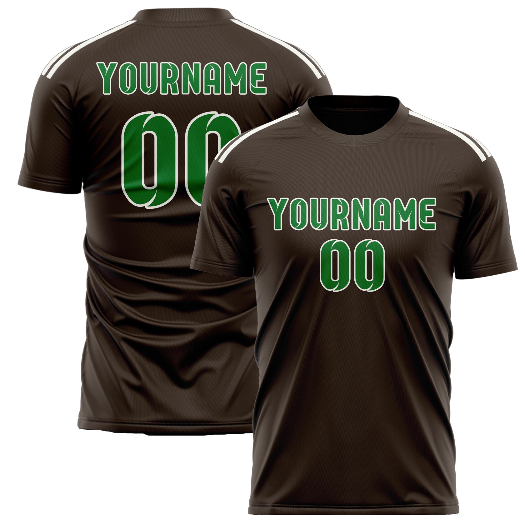 Custom Brown Emerald Green Soccer Jersey