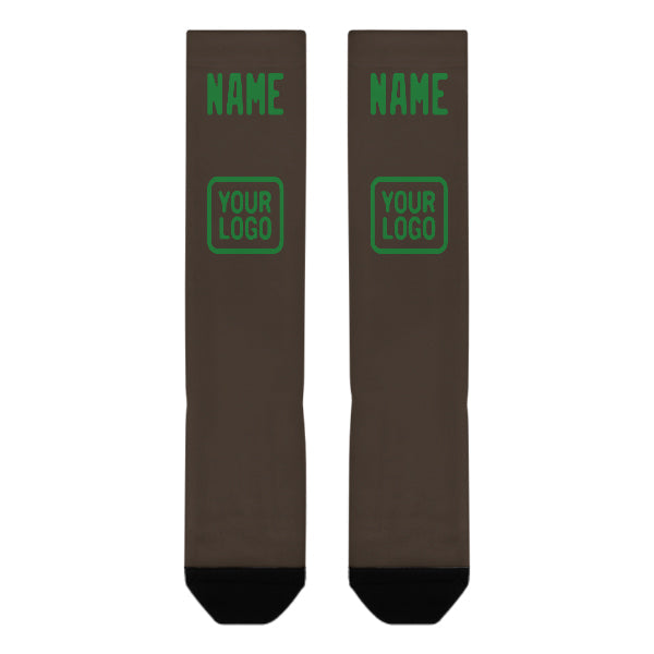 Custom Brown Emerald Green Knee-High Sock
