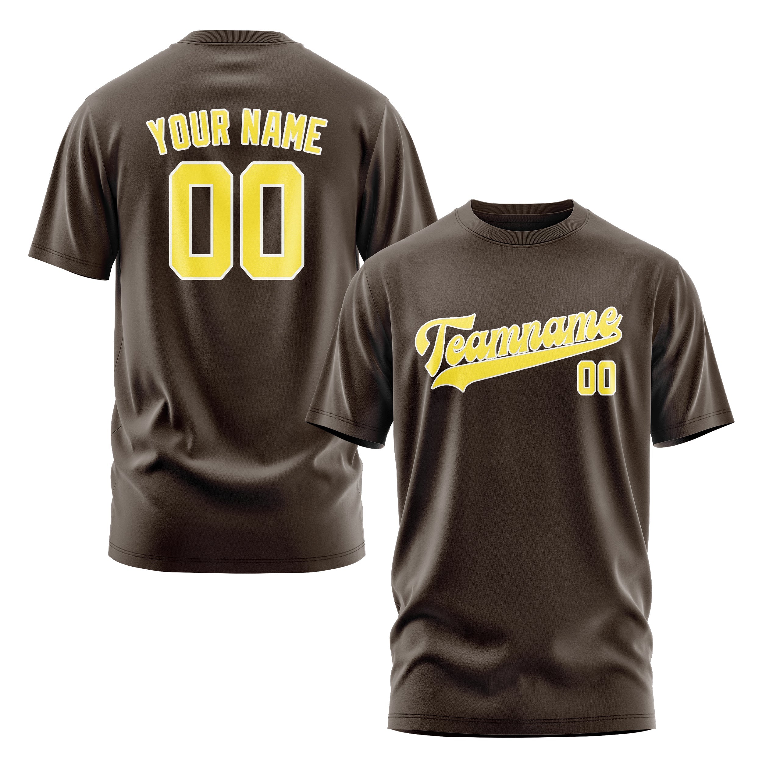 Custom Brown Light Yellow T-Shirt