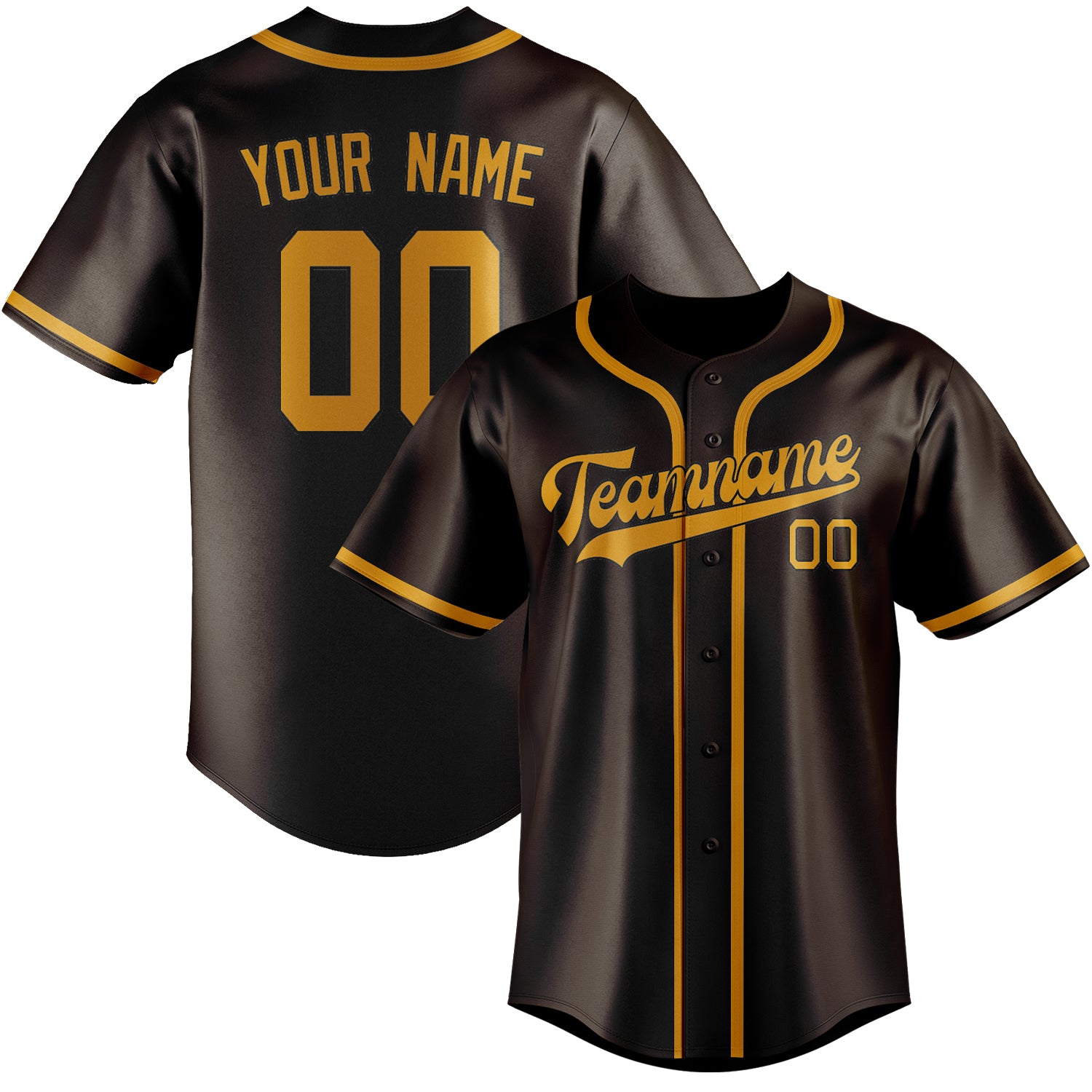 Custom Brown Yellow Baseball Jersey