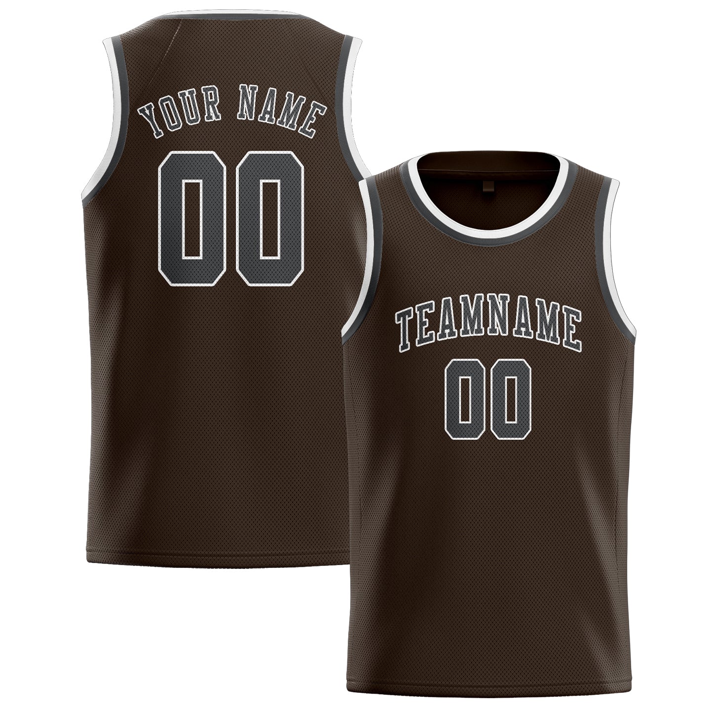Custom Brown Dark Grey Basketball Jersey