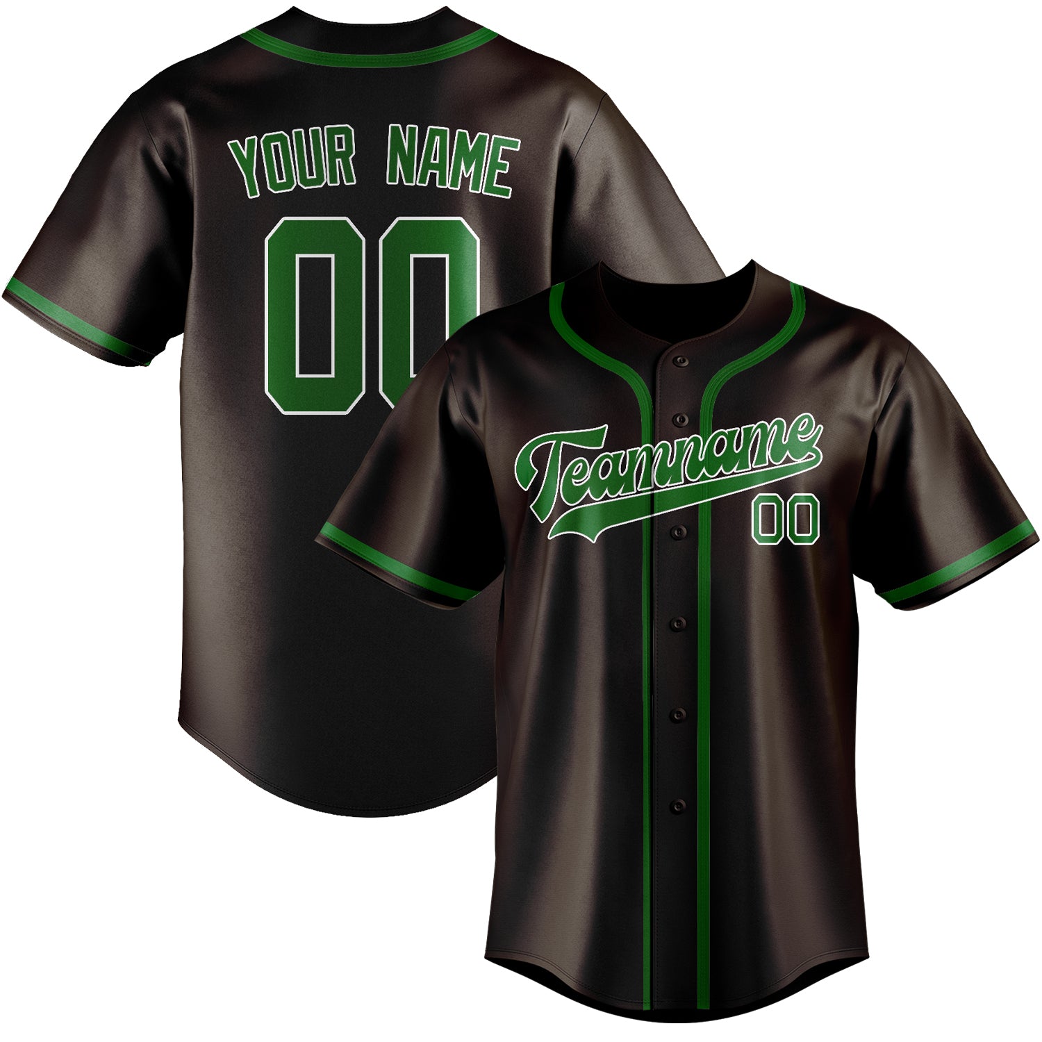 Custom Brown Emerald Green Baseball Jersey