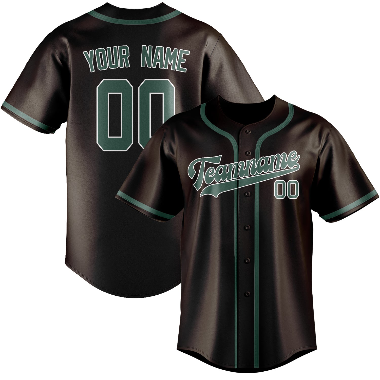 Custom Brown Blue Green Baseball Jersey