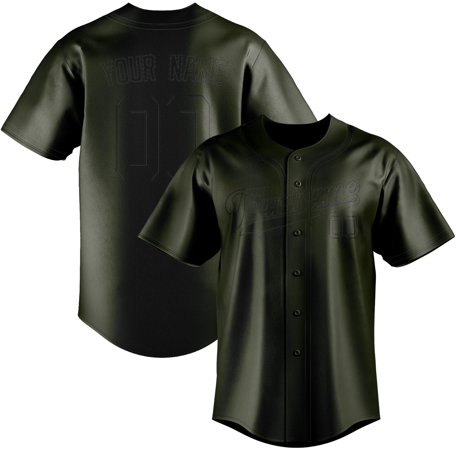 Custom Olive Black Baseball Jersey
