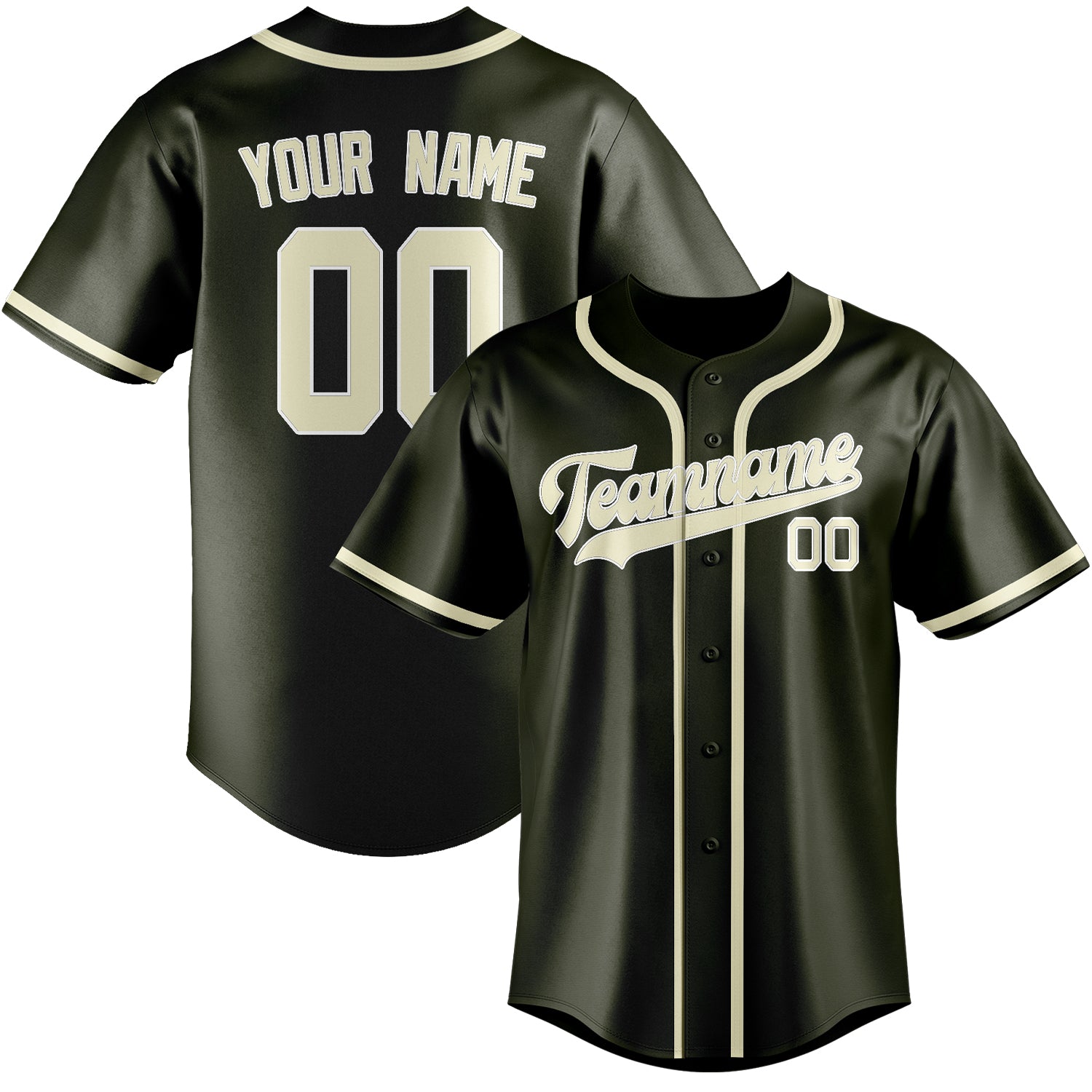 Custom Olive Cream Baseball Jersey