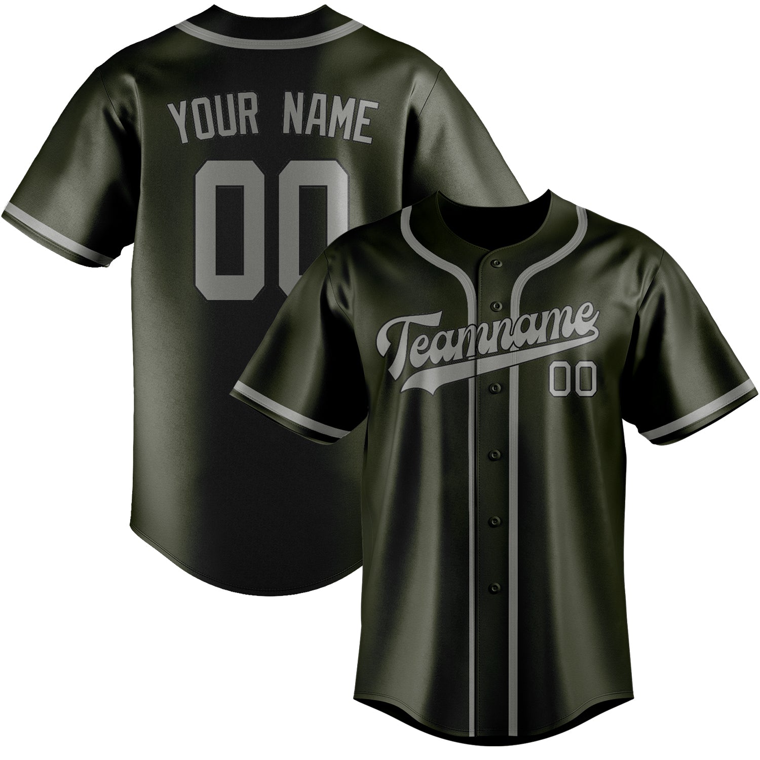 Custom Olive Gray Baseball Jersey