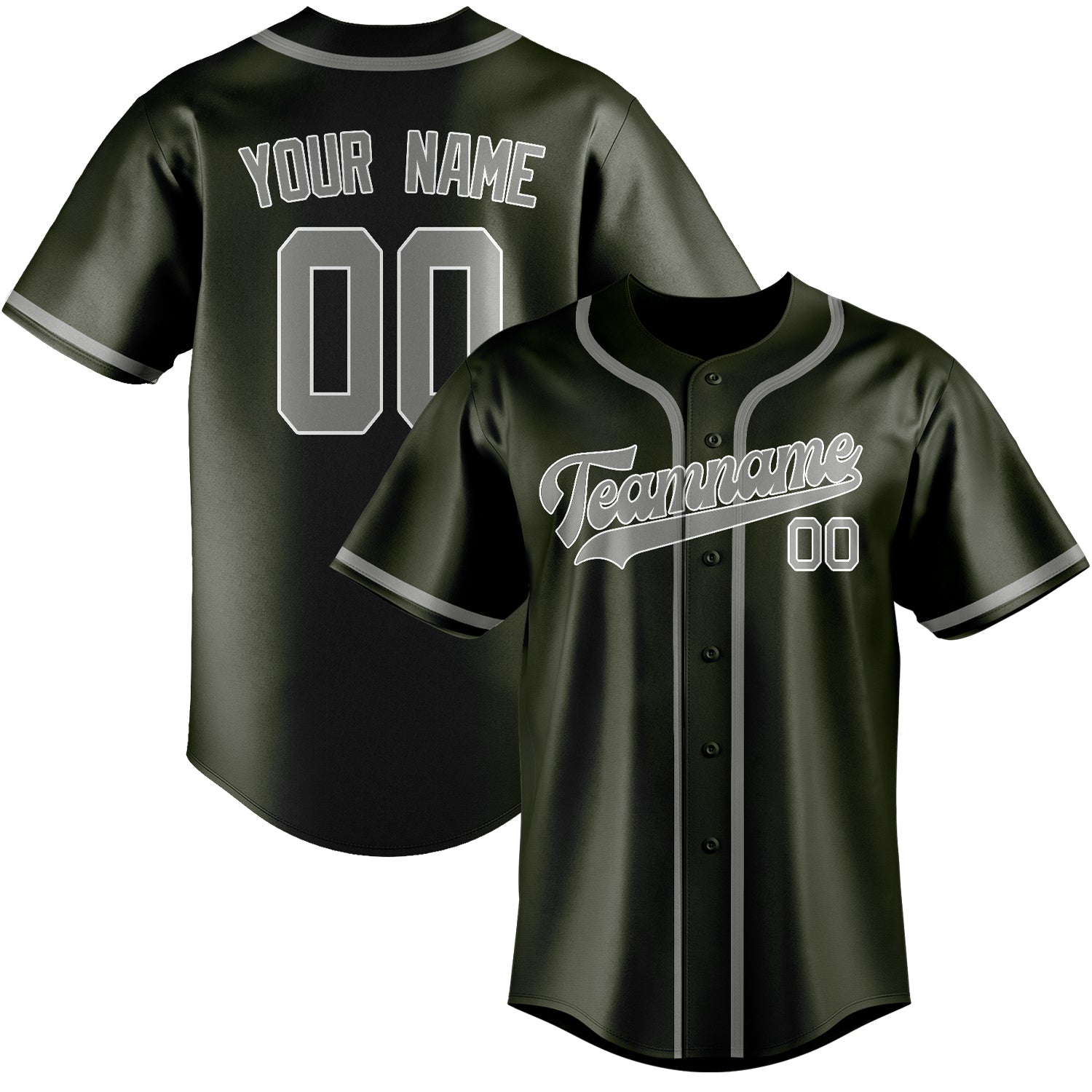 Custom Olive Gray Baseball Jersey