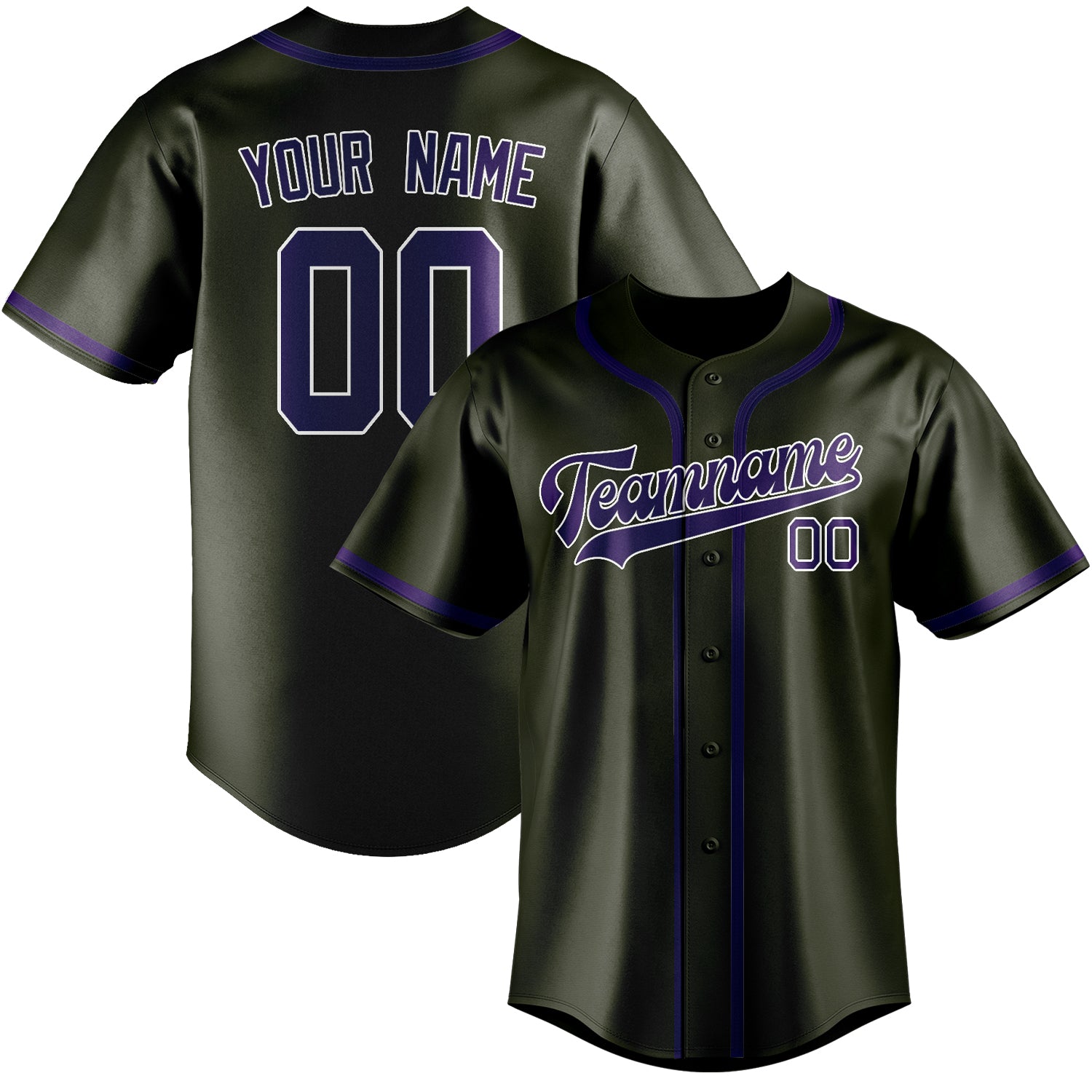 Custom Olive Purple Baseball Jersey