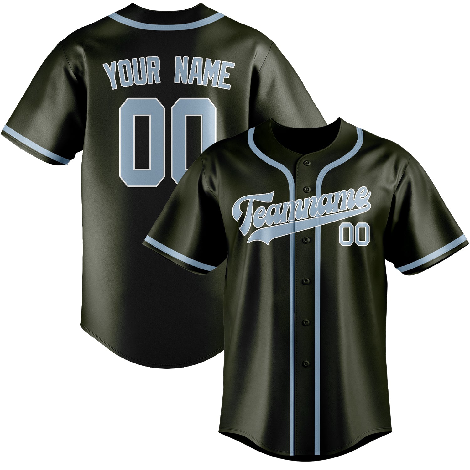 Custom Olive Light Blue Baseball Jersey