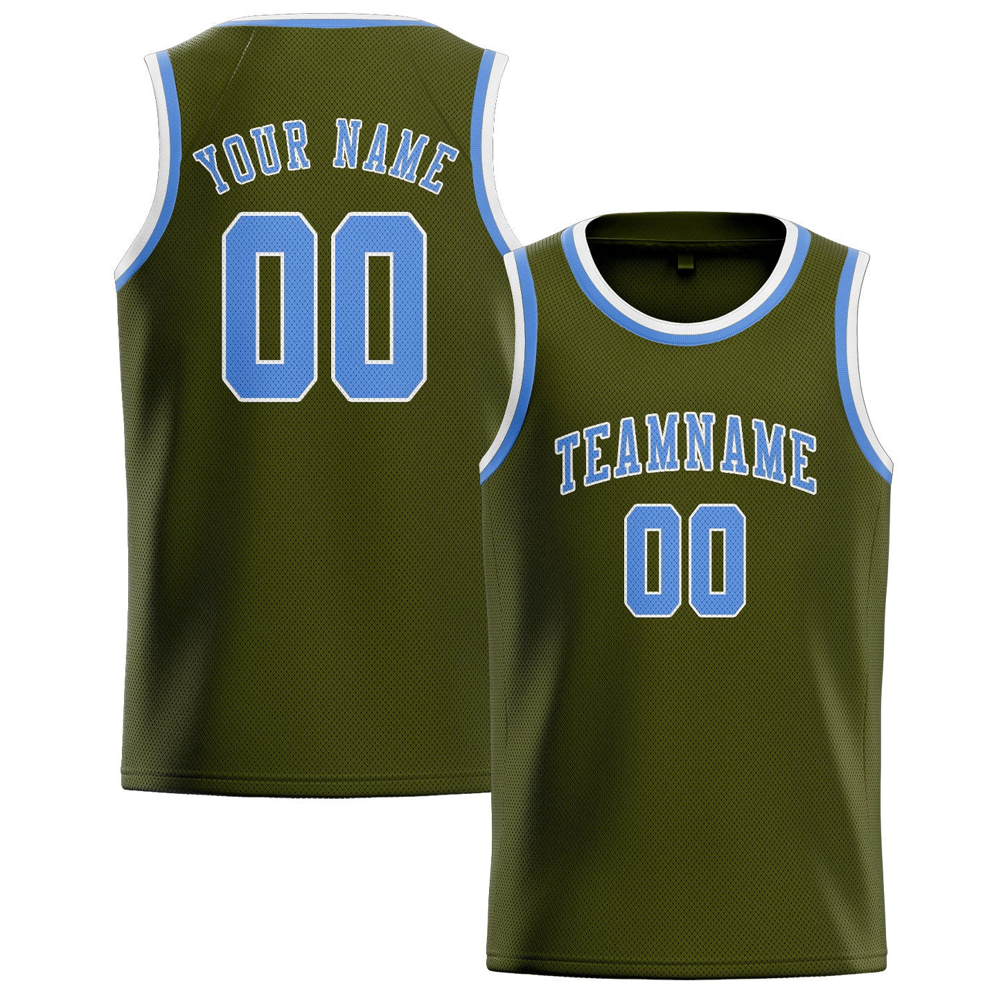 Custom Olive Light Blue Basketball Jersey