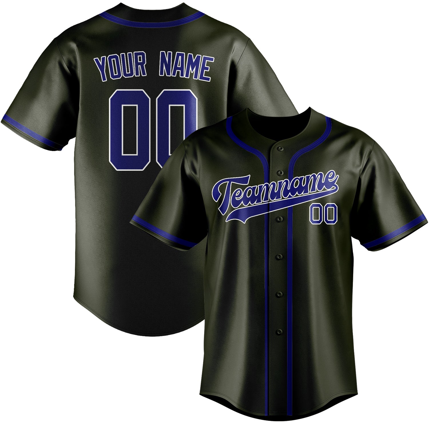 Custom Olive Sky Blue Baseball Jersey