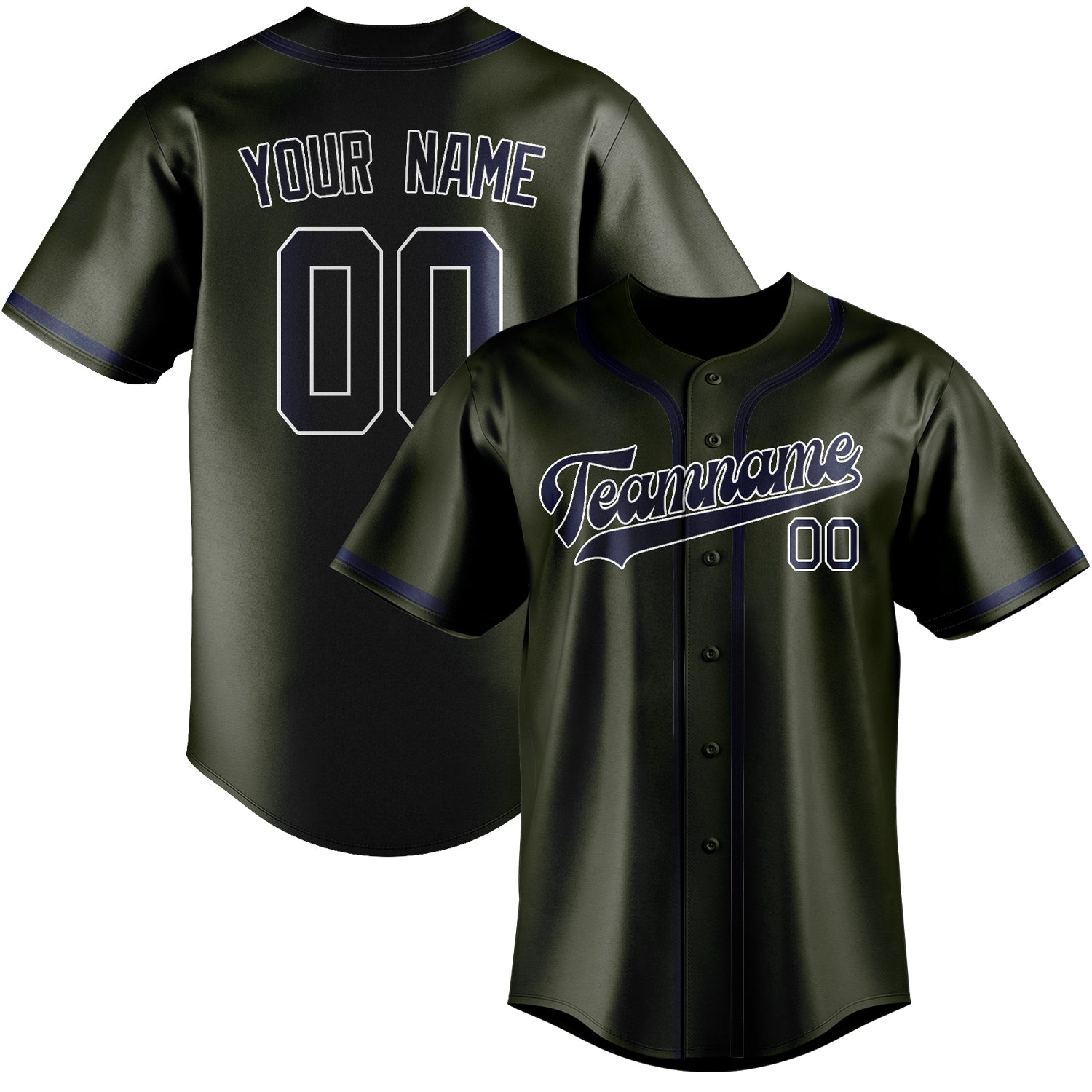 Custom Olive Blue Baseball Jersey