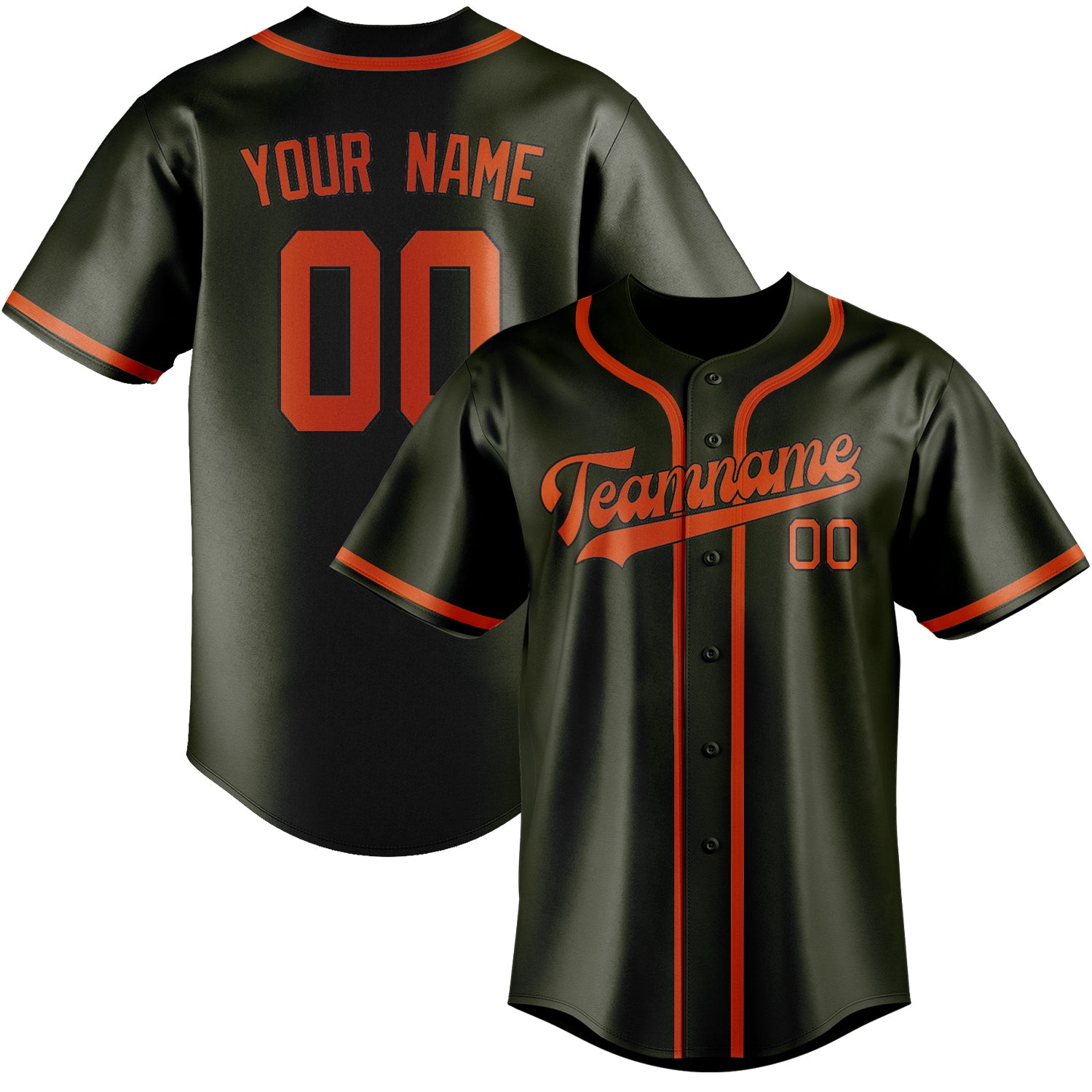 Custom Olive Orange Red Baseball Jersey