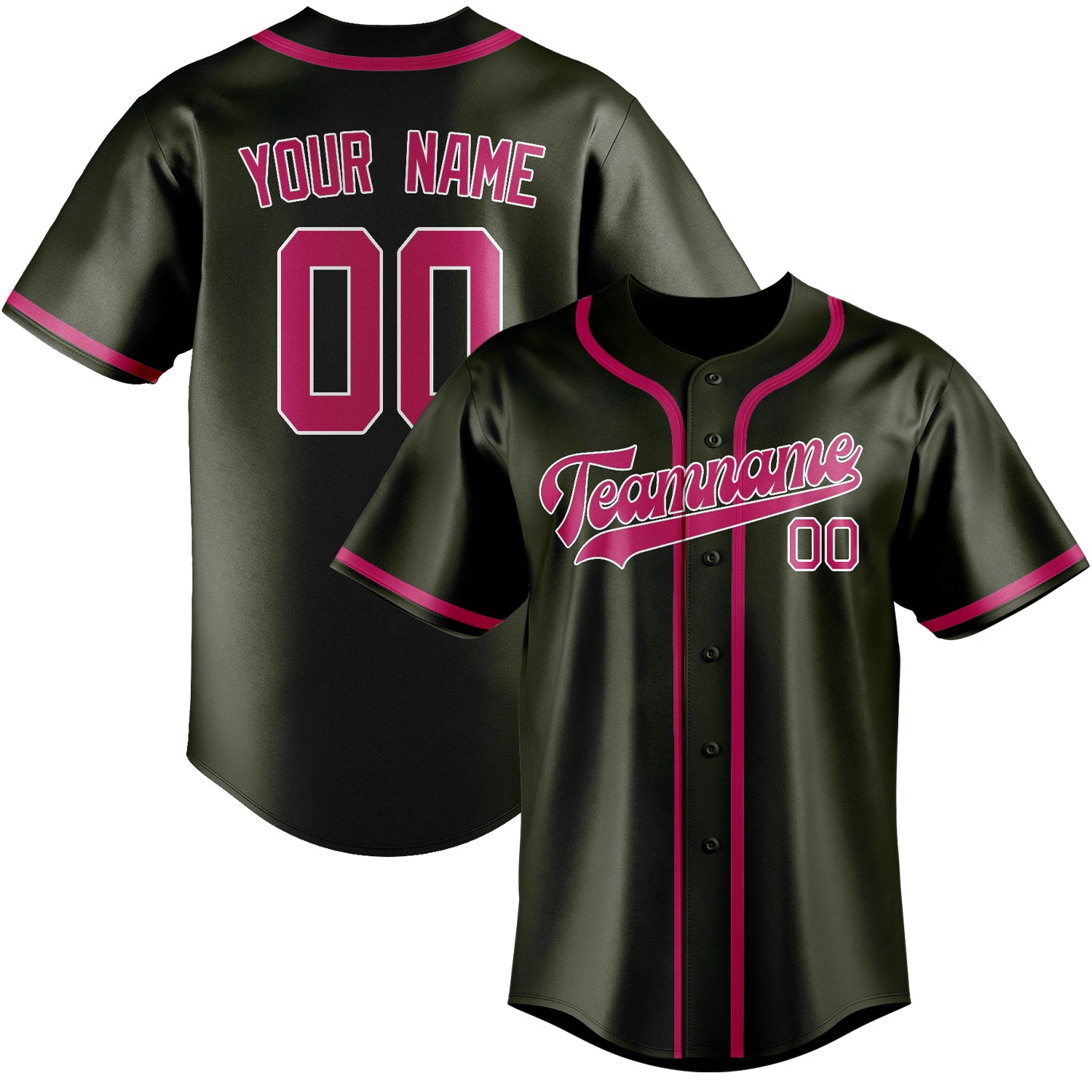 Custom Olive Pink Baseball Jersey