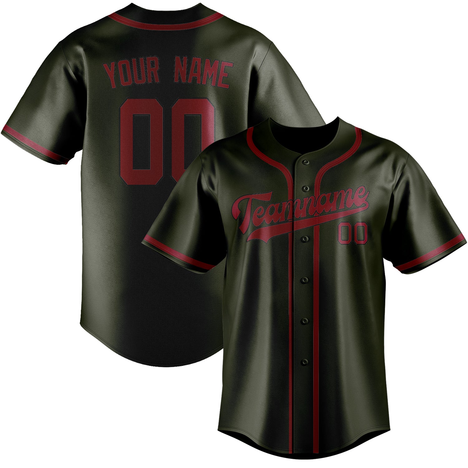 Custom Olive Crimson Red Baseball Jersey